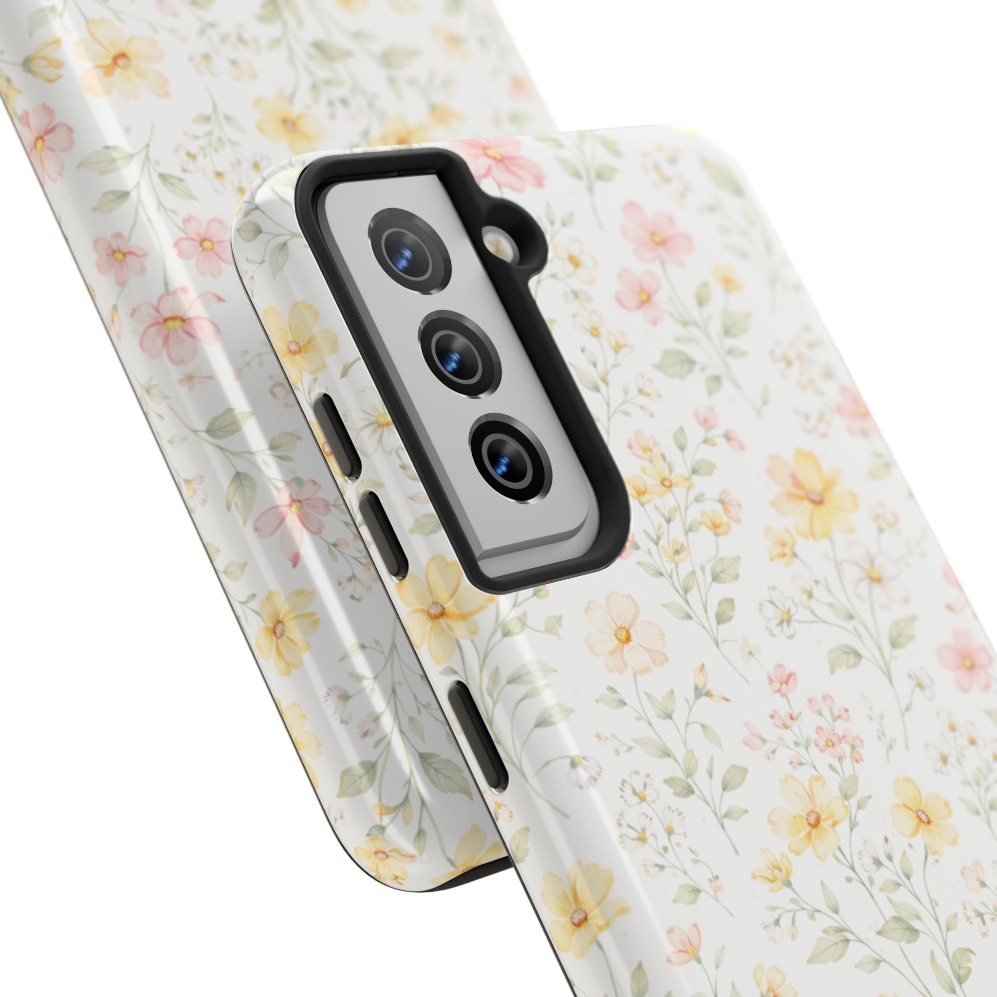Pastel Floral Pattern Tough Phone Case, Vintage Dainty Flowers