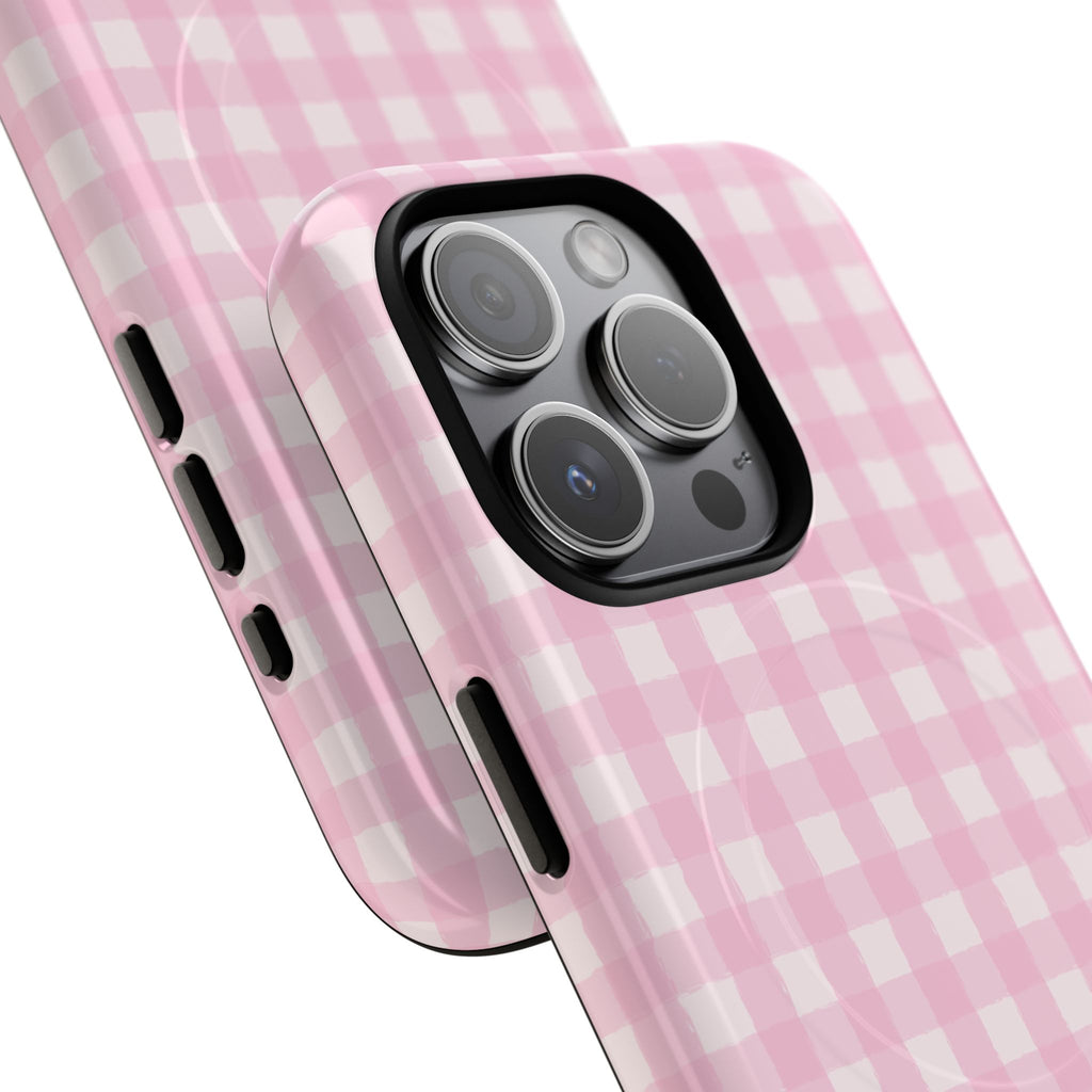 Pink Gingham iPhone Case – MagSafe Compatible
