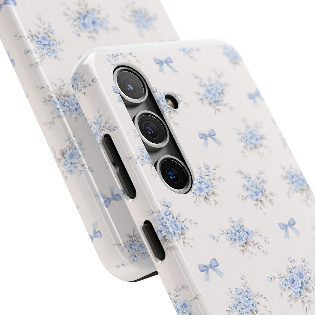 Blue Cottage  Floral Pattern Tough   Samsung Galaxy Phone Case | Vintage Bow Bouquet