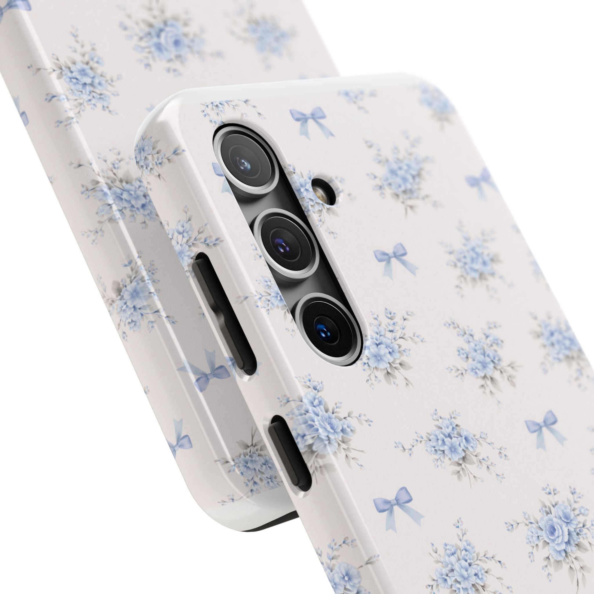 Blue Floral Bows Tough Phone Case  Samsung Galaxy| Vintage Bouquet Pattern