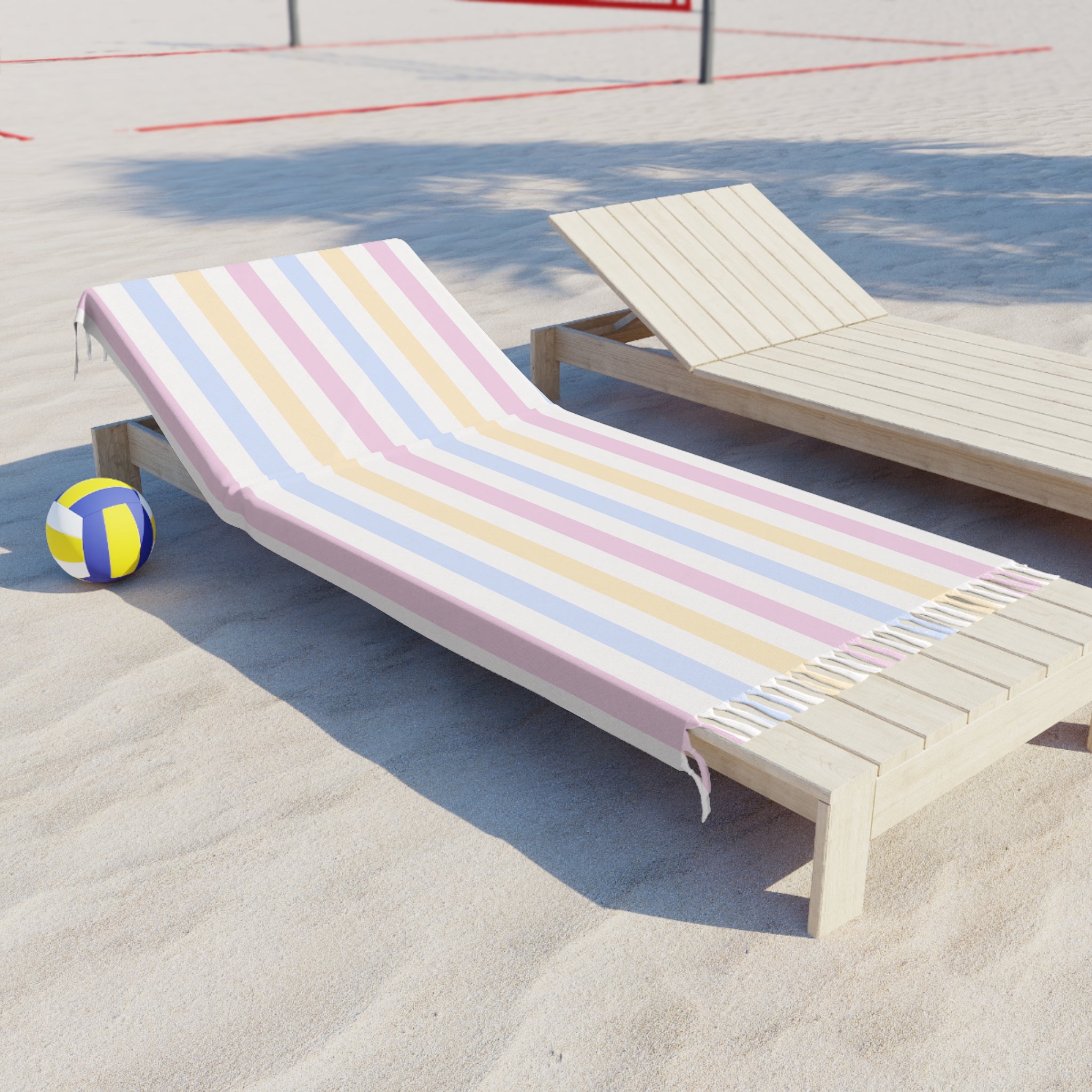 Pastel Boho Stripe Beach Blanket – Turkish Fringe Beach Blanket for Summer & Travel