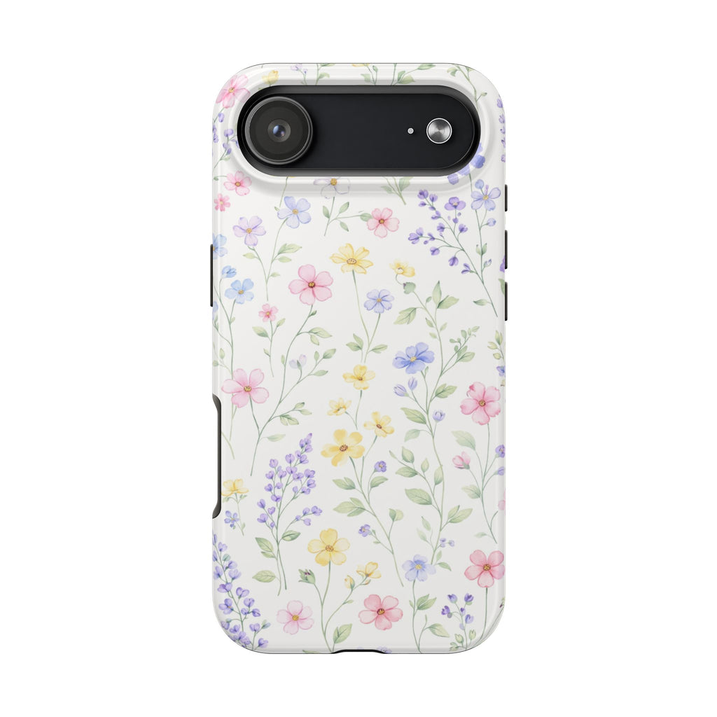 Watercolor Wildflowers Tough iPhone Case | Pastel Floral iPhone Case