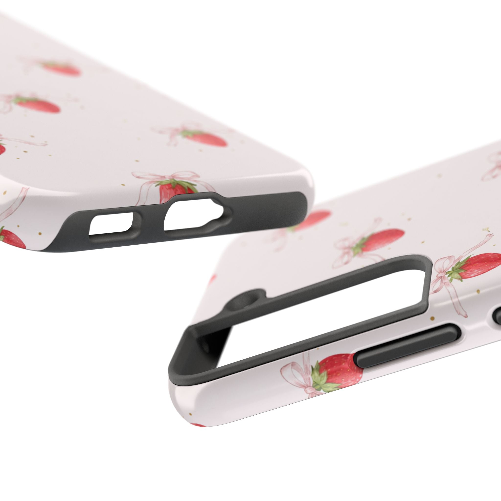 Red Strawberry Pattern Tough Phone Case, Bold Fruit Print