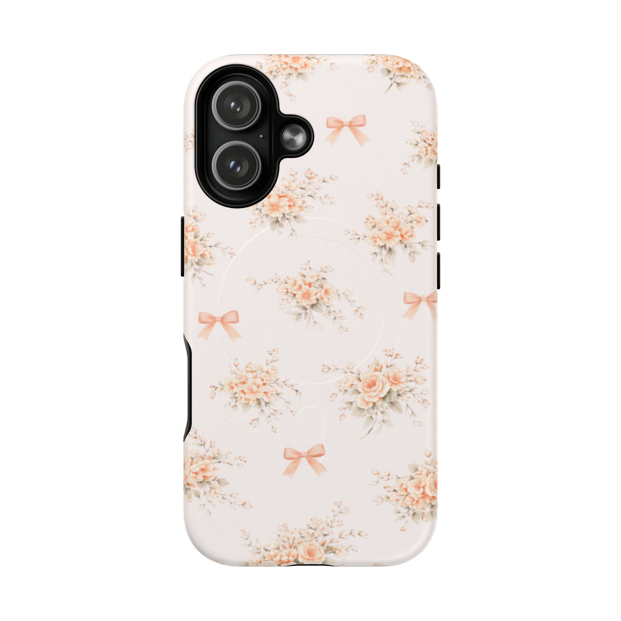 Peach Rose Bow iPhone Case – MagSafe Compatible