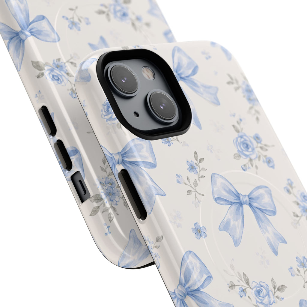 Floral Blue Bow iPhone Case – MagSafe Compatible