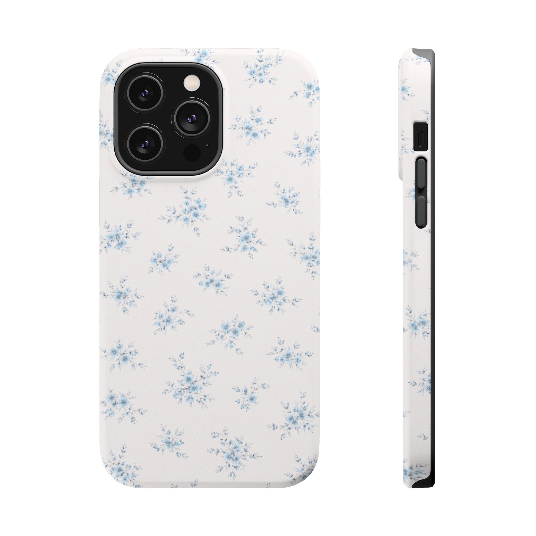 Blue Floral Pattern iPhone Case | Magnetic Impact-Resistant Case