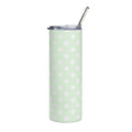 Mint Green Polka Dot 20oz Stainless Steel Tumbler - Slim Insulated Travel Cup with Straw