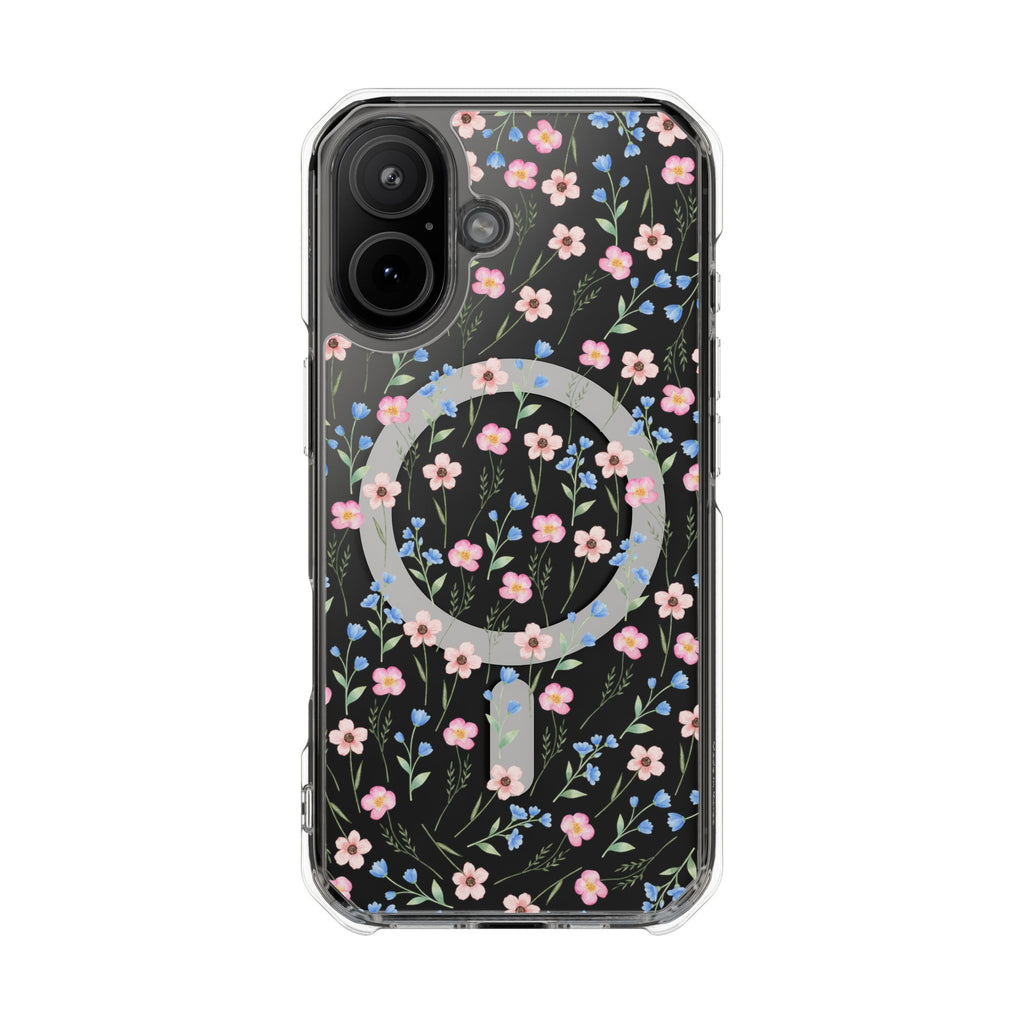 MagSafe Clear Phone Case — Pink Floral Pattern