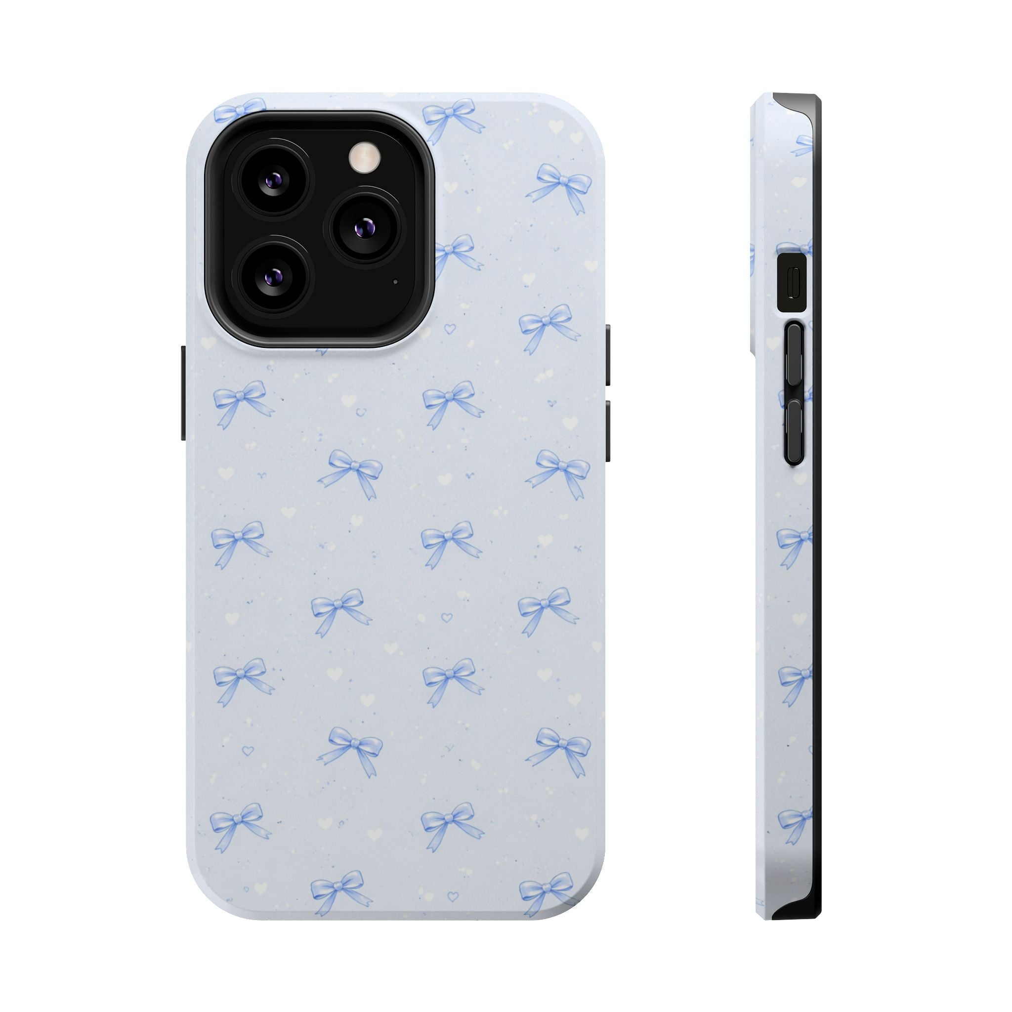 Blue Bow Pattern iPhone Case | Magnetic Impact-Resistant Case