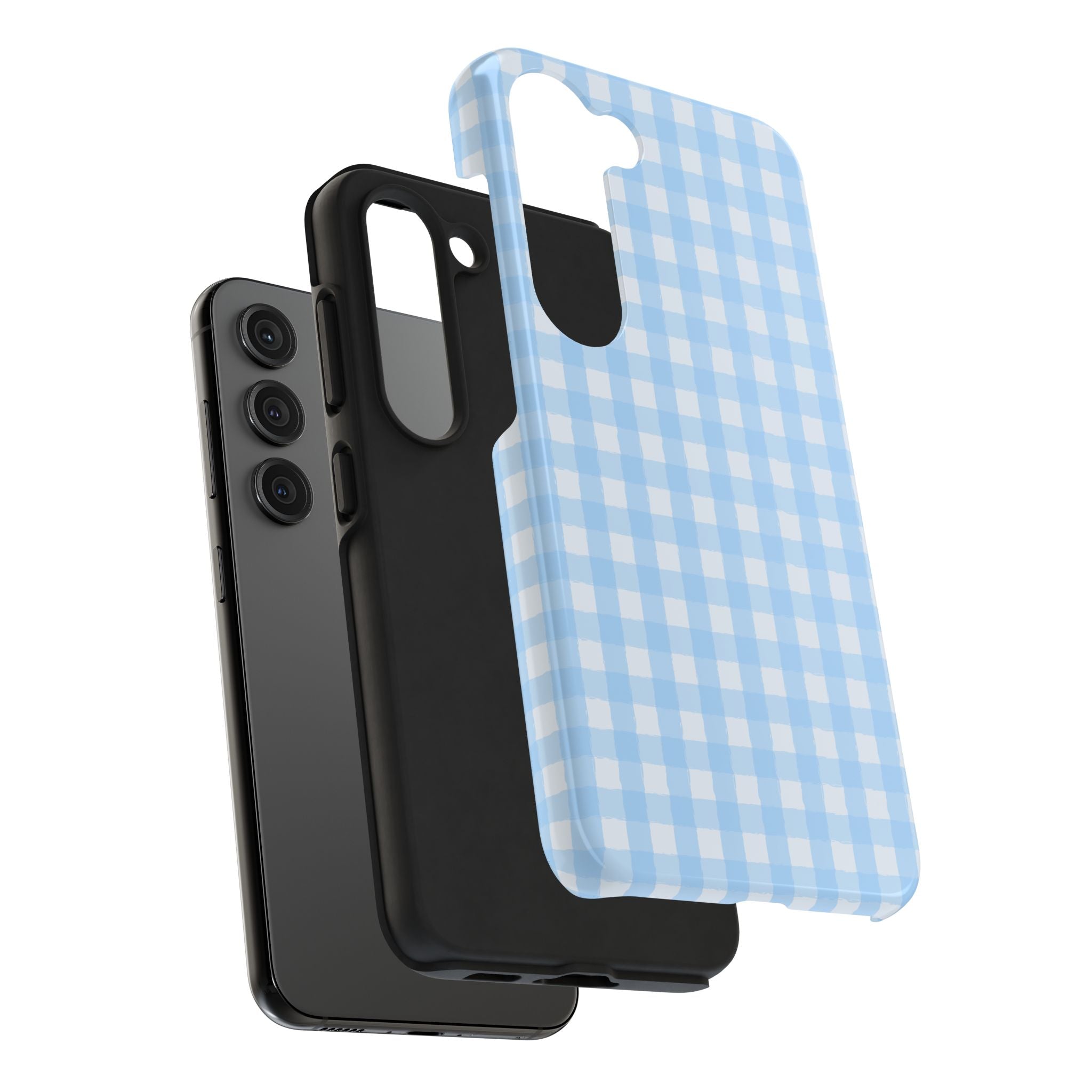 Blue Gingham Tough Samsung Case – Pastel Check Protective Phone Cover