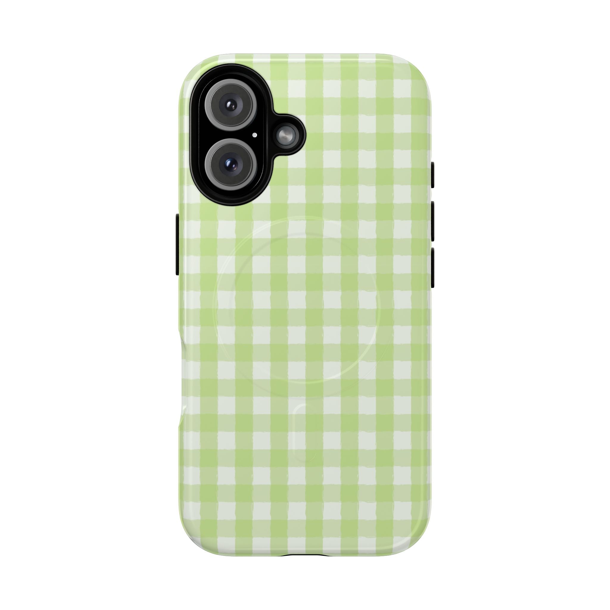 Green Gingham iPhone Case – MagSafe Compatible