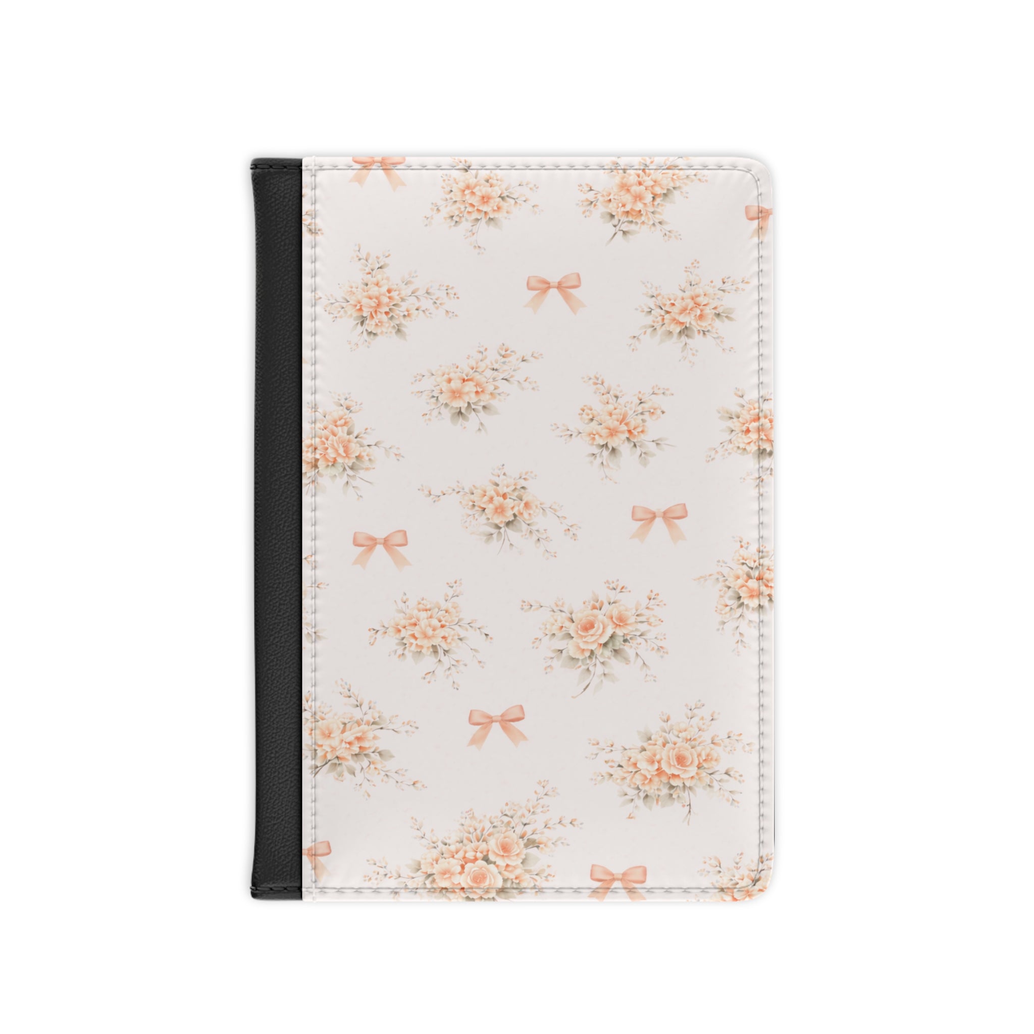 Vintage Floral Bow passport cover | pastel Peach  bouquet travel accessory