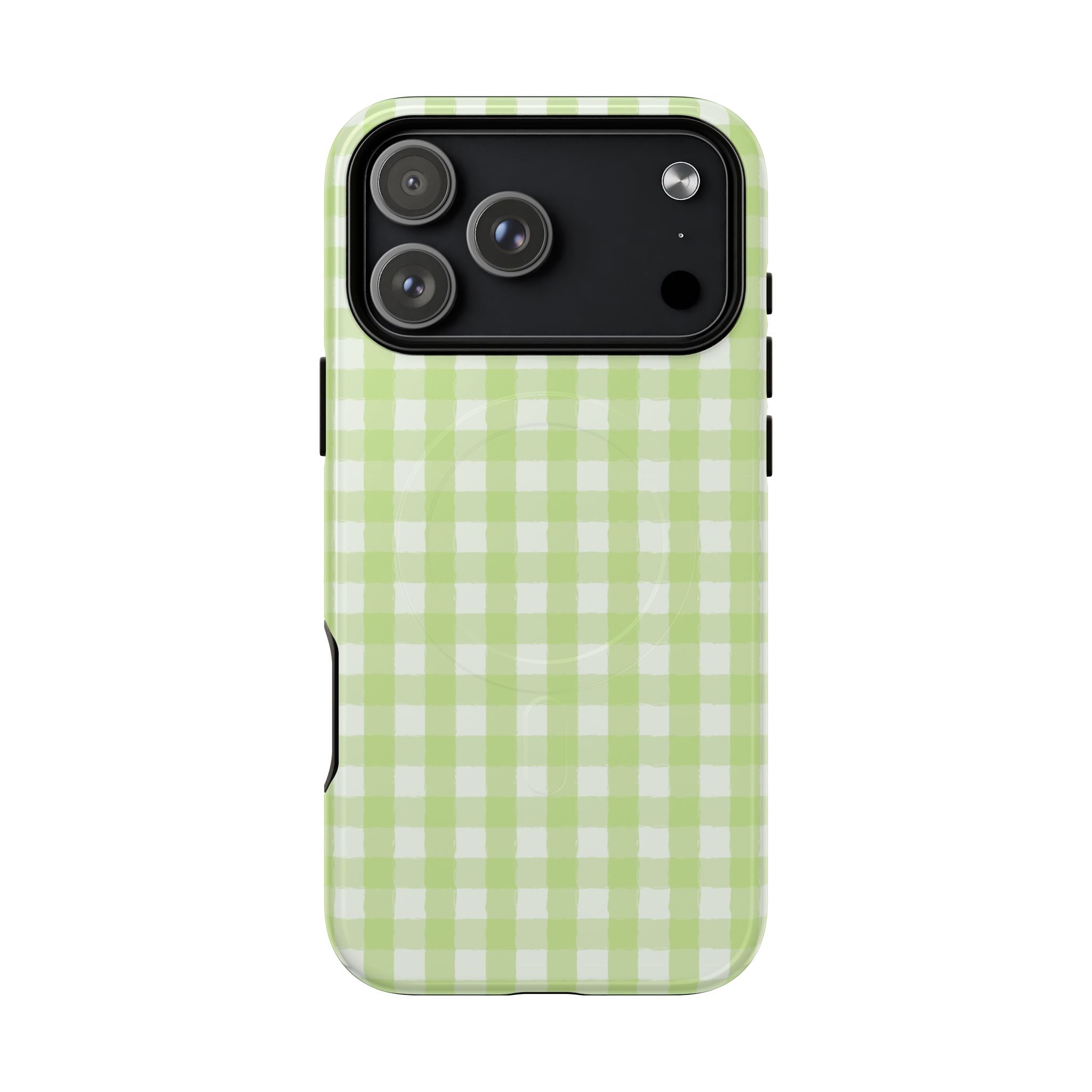 Green Gingham iPhone Case – MagSafe Compatible