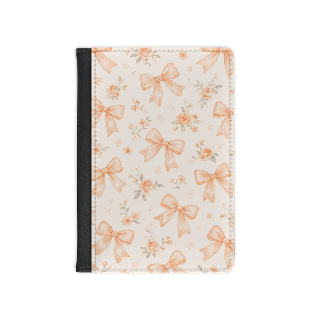 Peach Bow Floral Passport Cover