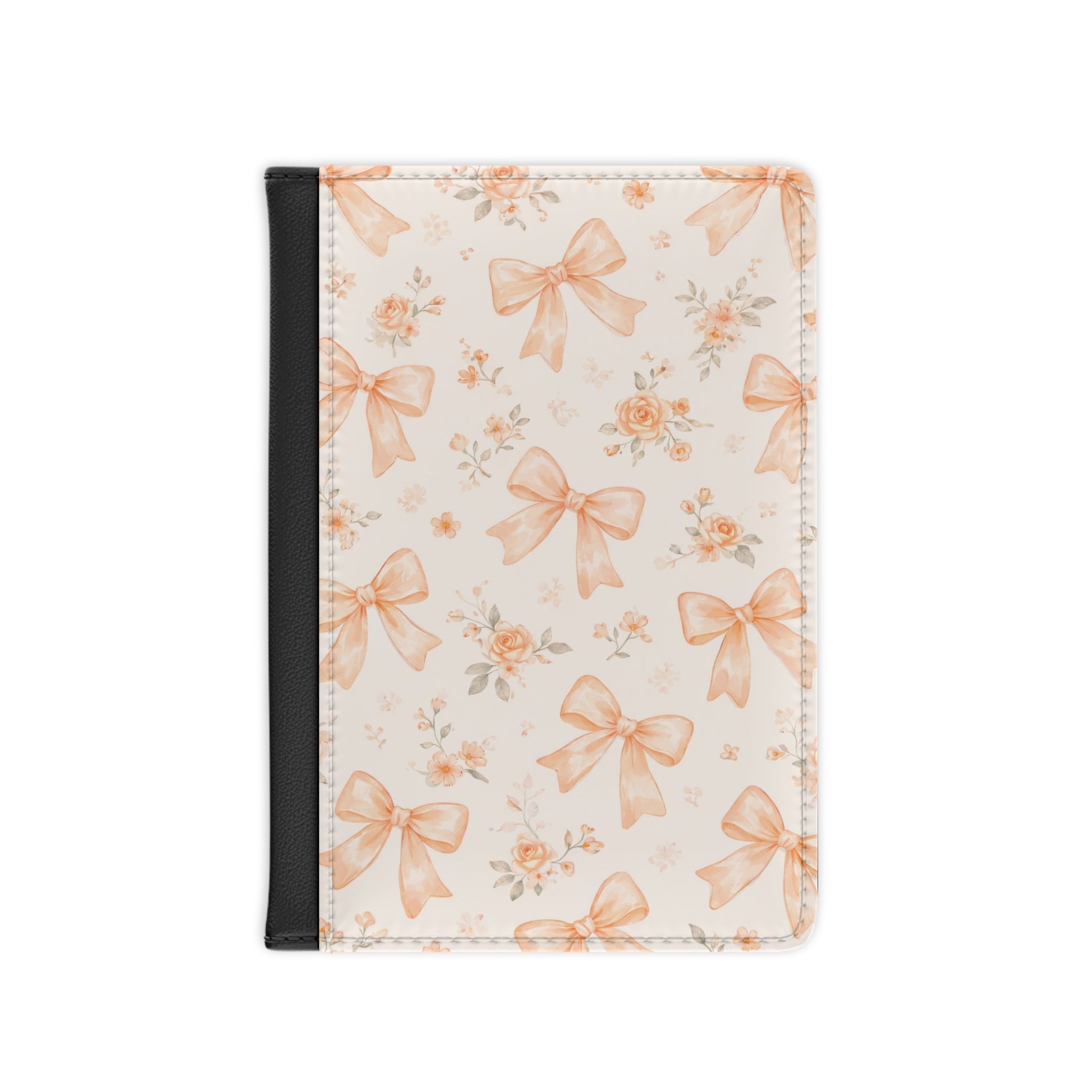 Peach Bow Floral Passport Cover
