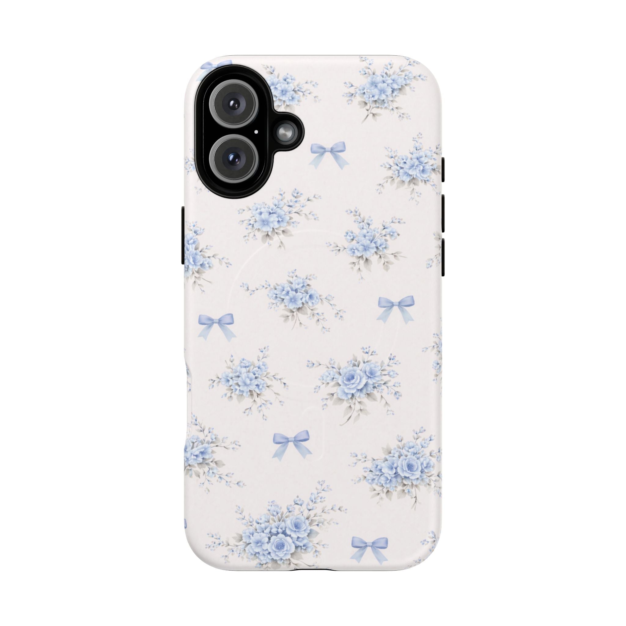 Blue Floral Bow iPhone Case – MagSafe Compatible