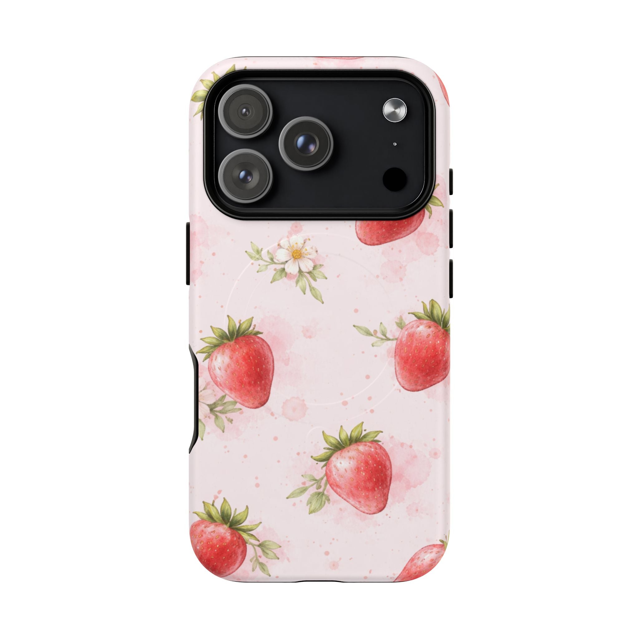 Strawberry Blossom iPhone Case – MagSafe Compatible