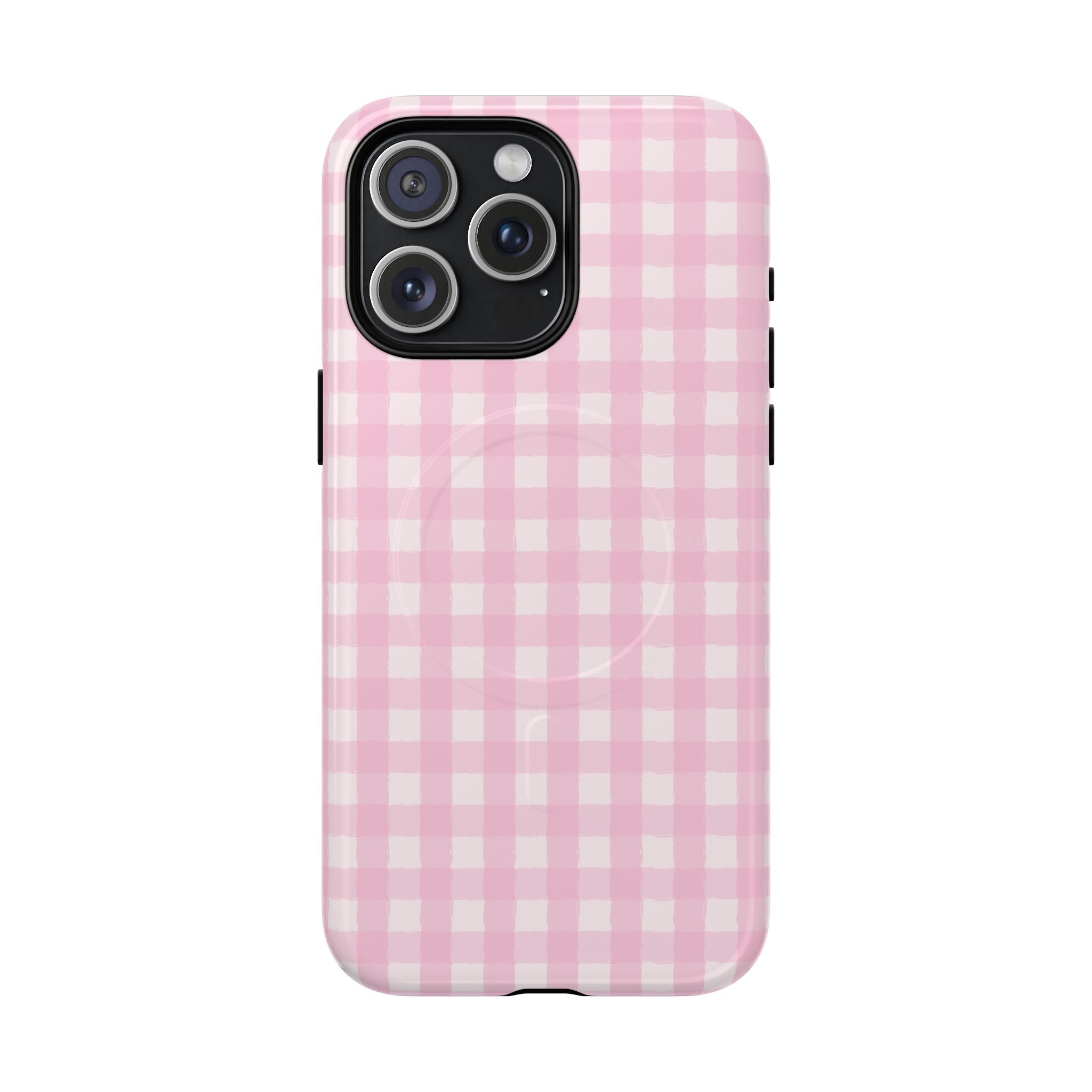 Pink Gingham iPhone Case – MagSafe Compatible
