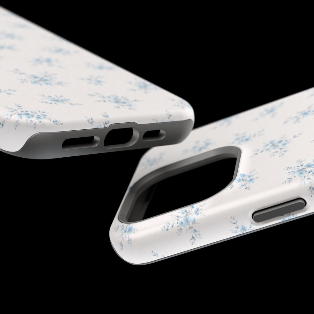 Blue Floral Pattern iPhone Case | Magnetic Impact-Resistant Case