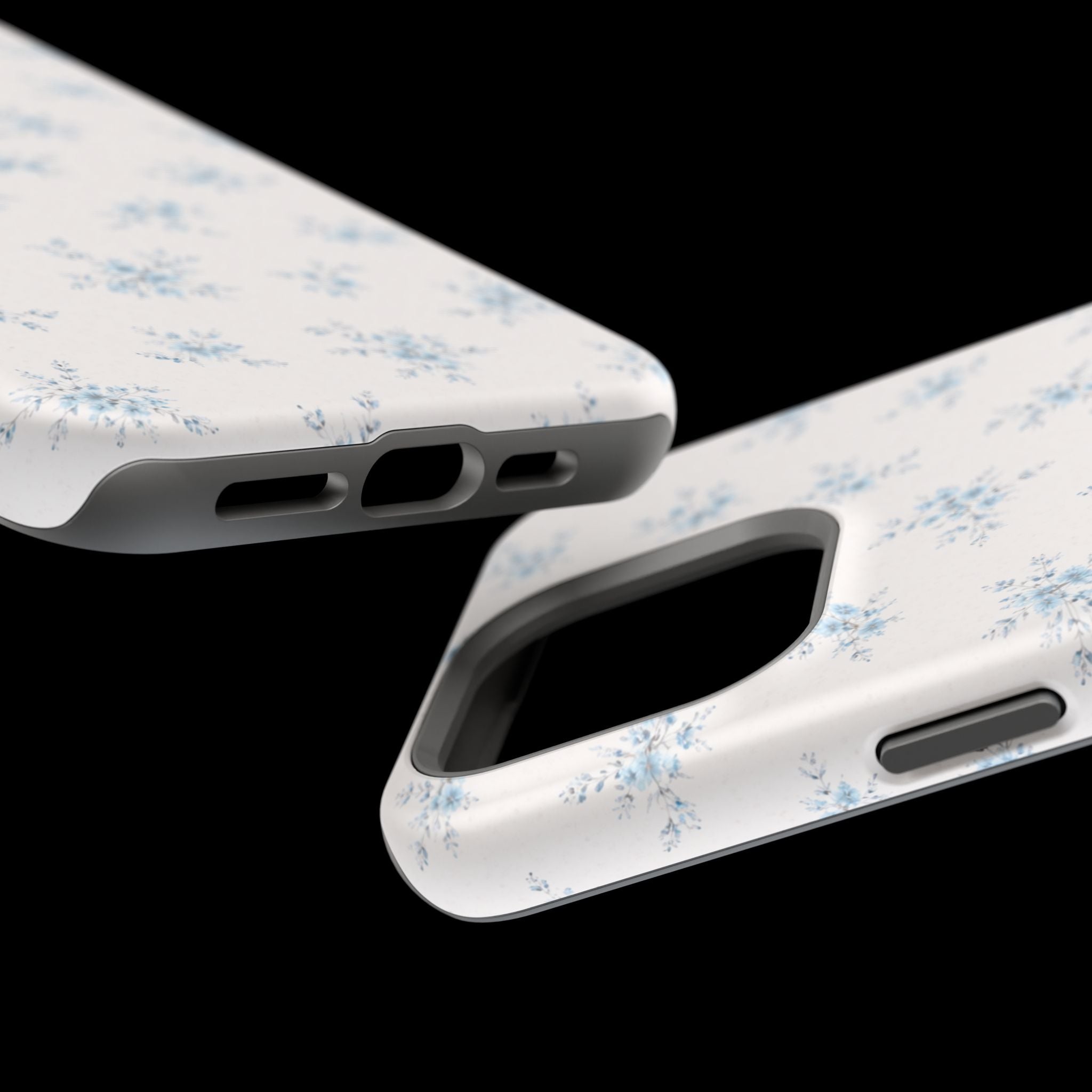 Blue Floral Pattern iPhone Case | Magnetic Impact-Resistant Case