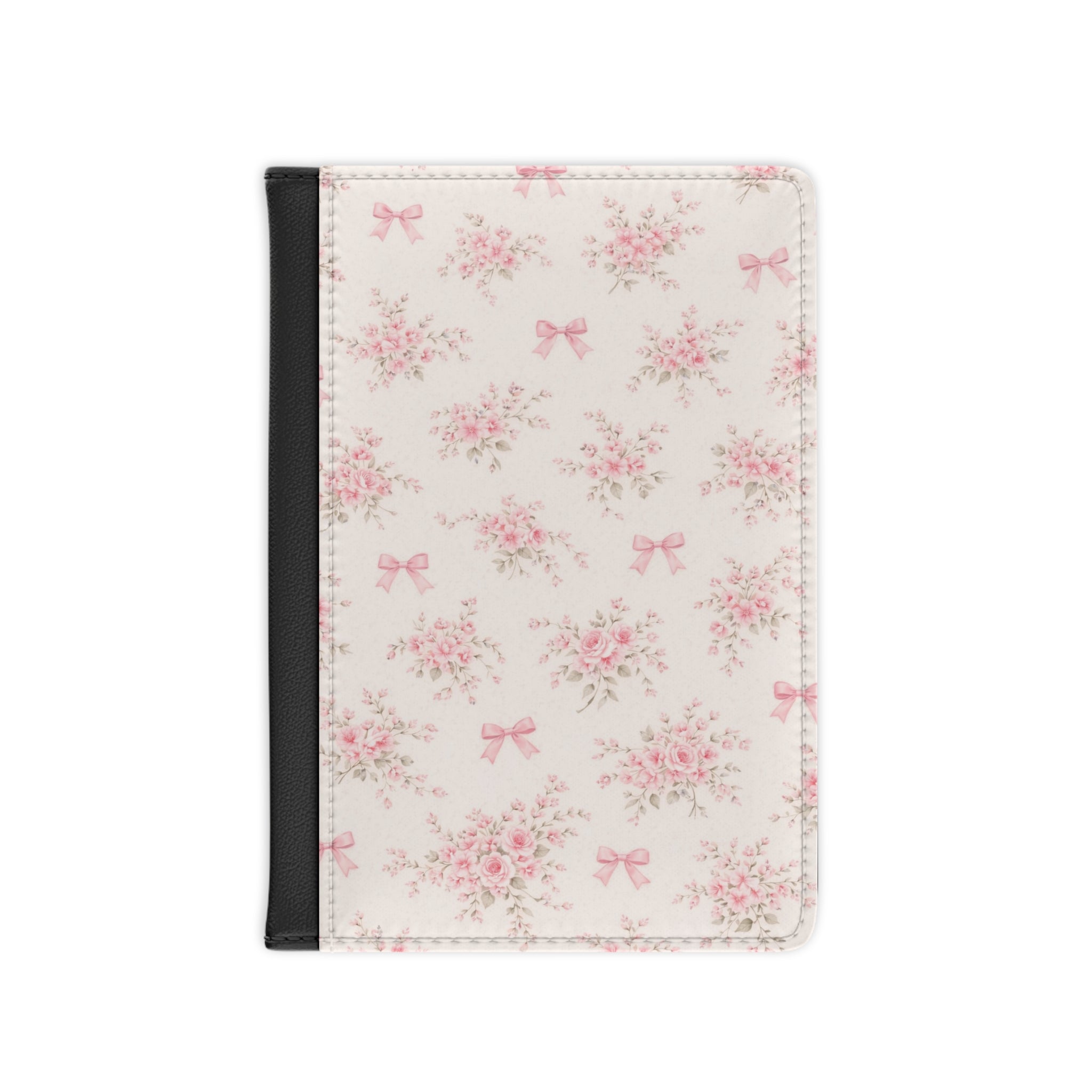 Pink Floral Bow pattern Passport Cover | Vintage Rose Travel Sleeve