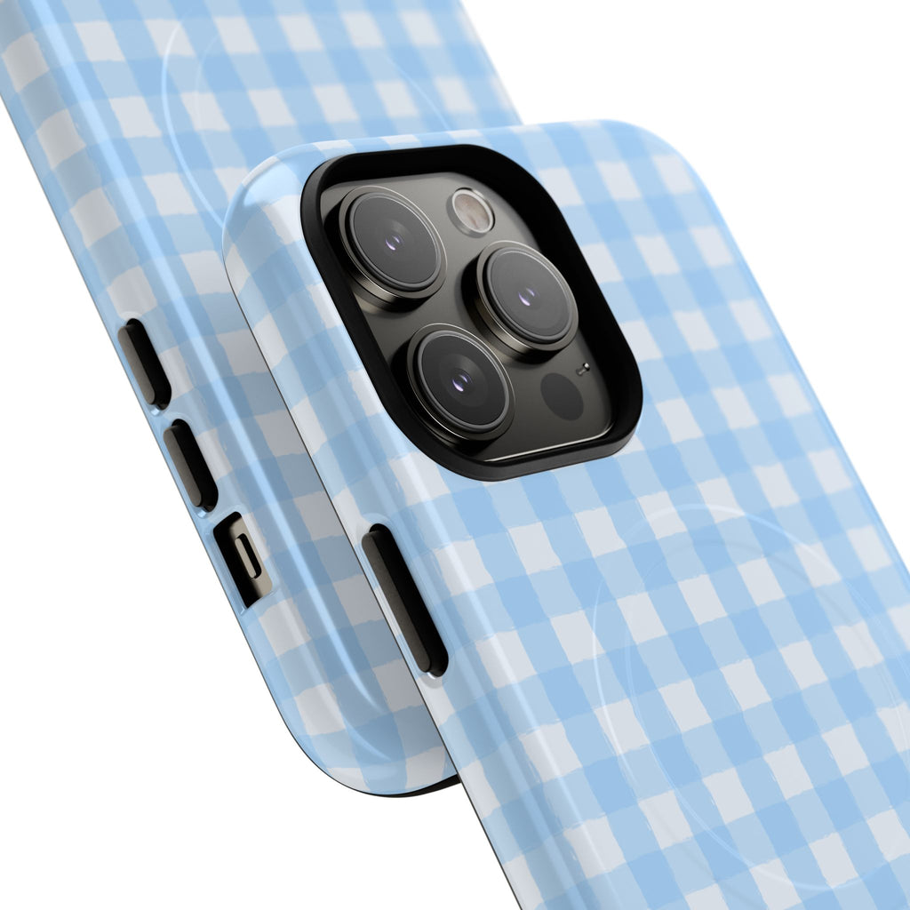 Blue Gingham iPhone Case – MagSafe Compatible