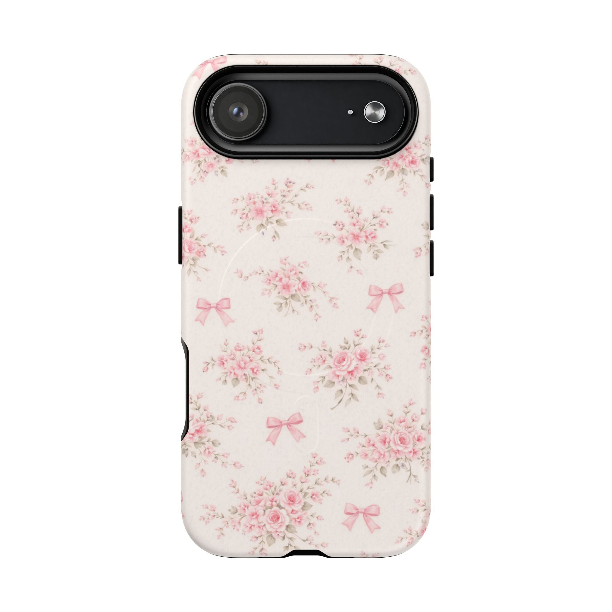 Floral Pink Bow iPhone Case – MagSafe Compatible
