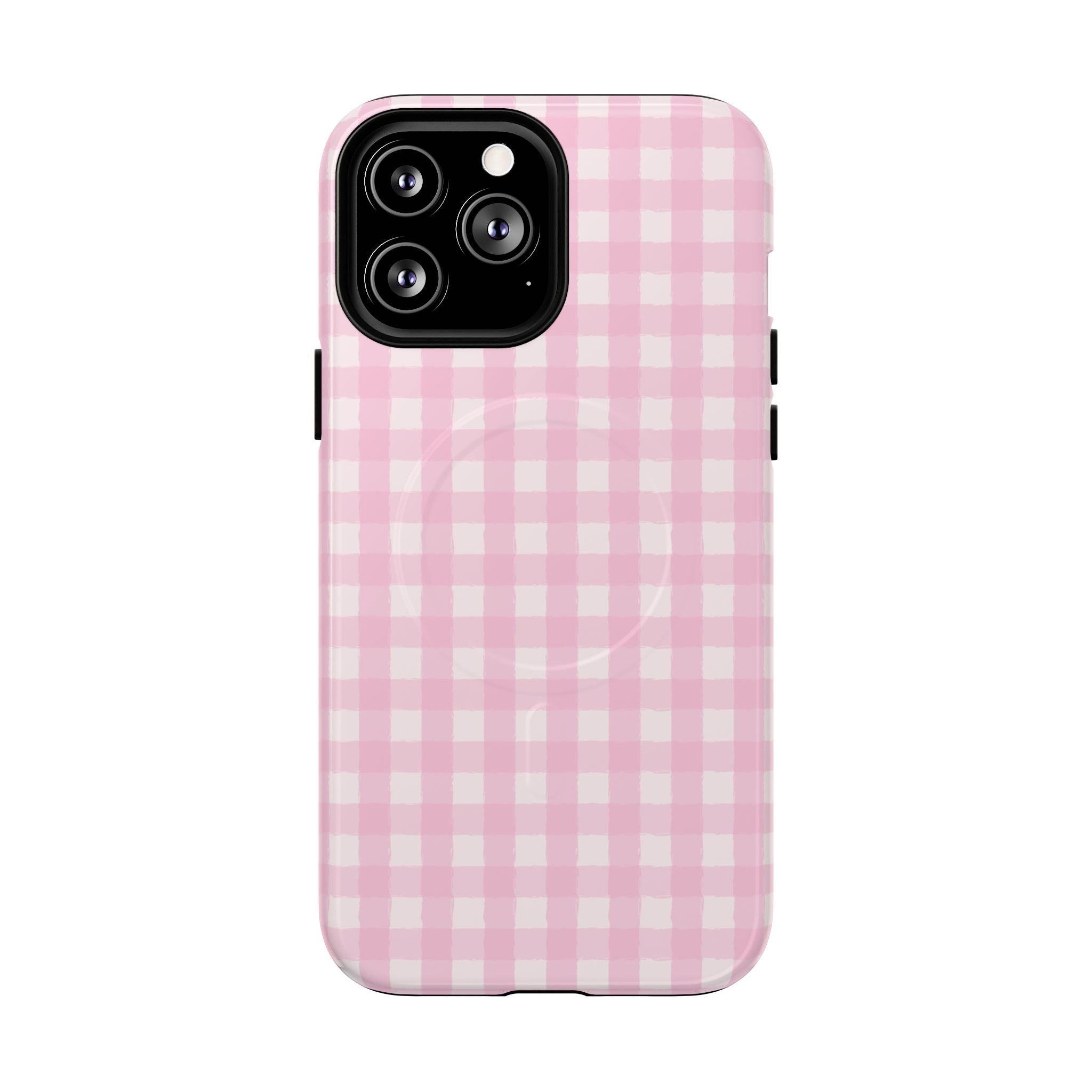 Pink Gingham iPhone Case – MagSafe Compatible