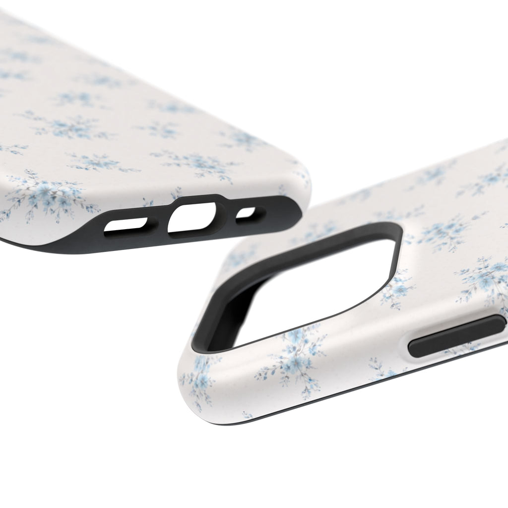 Blue Floral Pattern iPhone Case | Magnetic Impact-Resistant Case