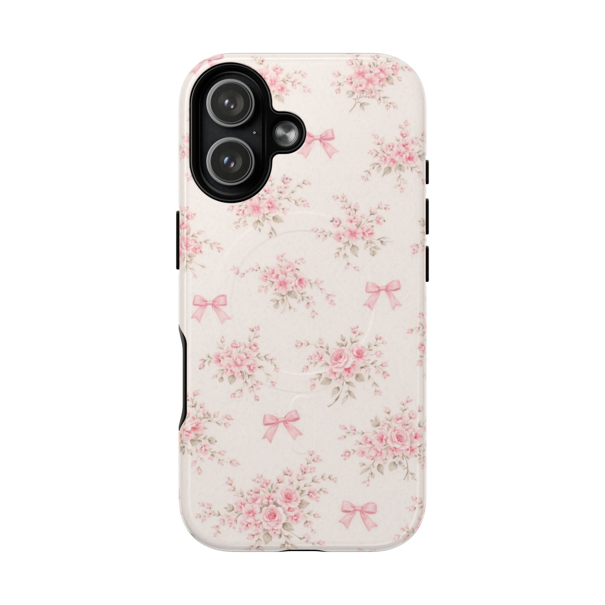 Floral Pink Bow iPhone Case – MagSafe Compatible