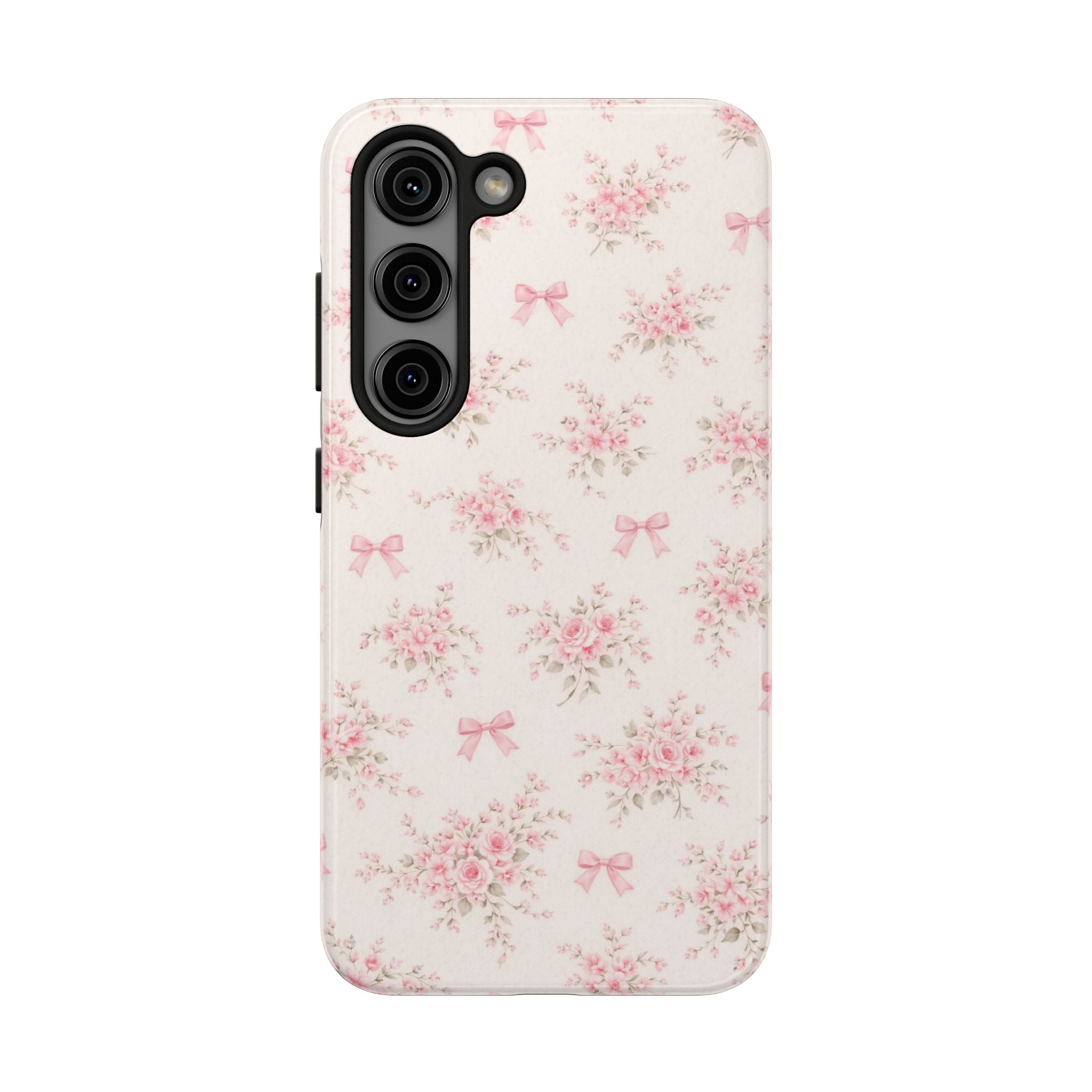 Pink Floral Bouquet Phone Case  Samsung Galaxy | Vintage Roses and Bows, Tough Phone Case
