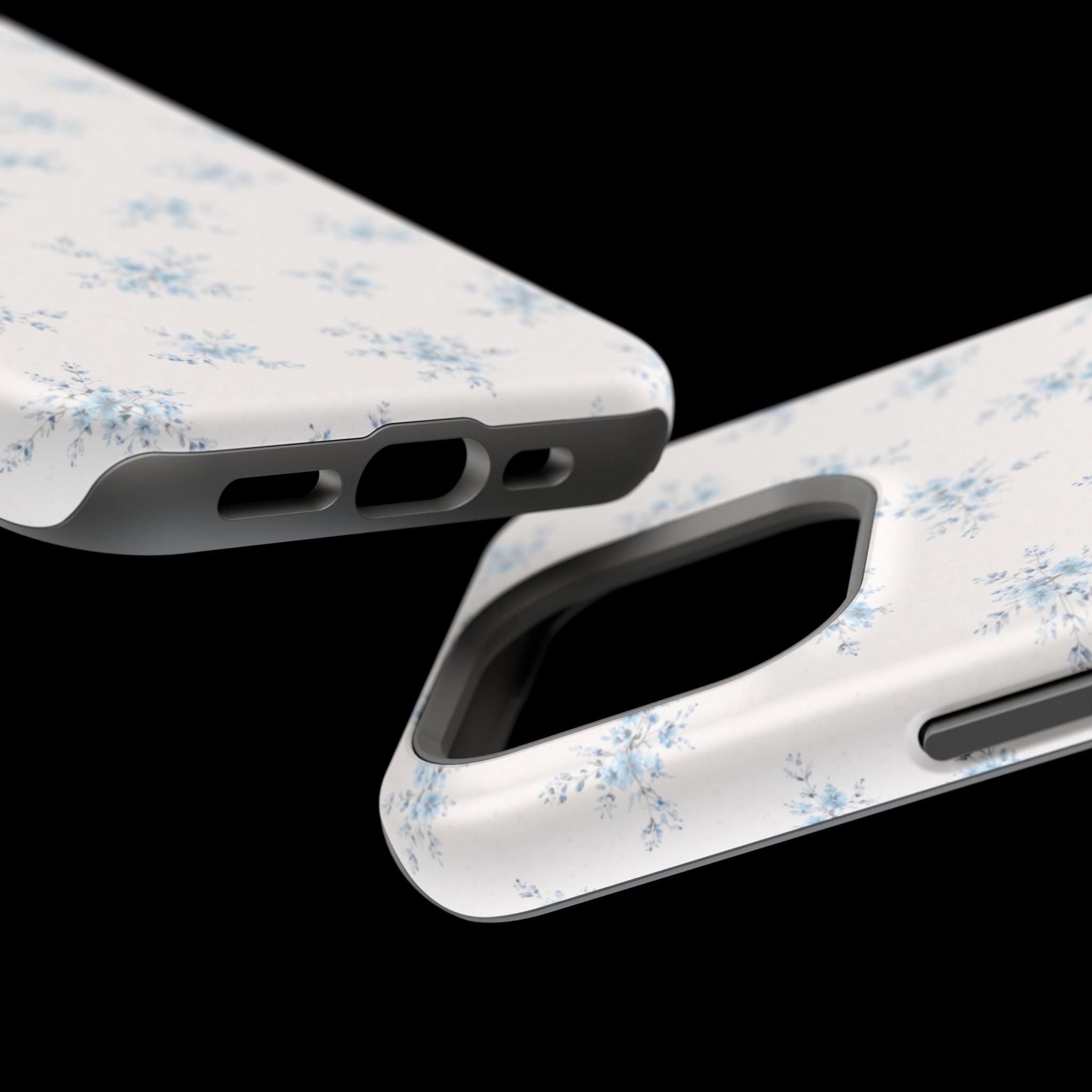 Blue Floral Pattern iPhone Case | Magnetic Impact-Resistant Case