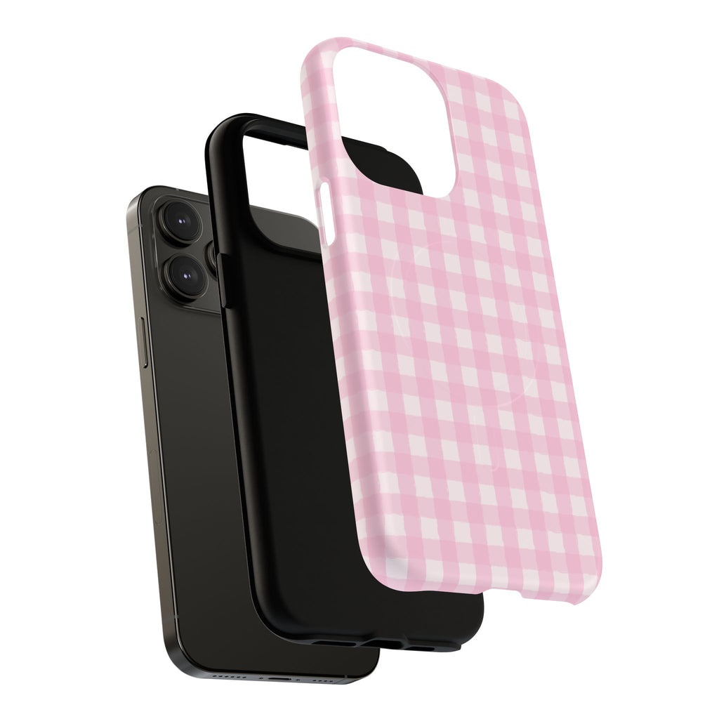 Pink Gingham iPhone Case – MagSafe Compatible