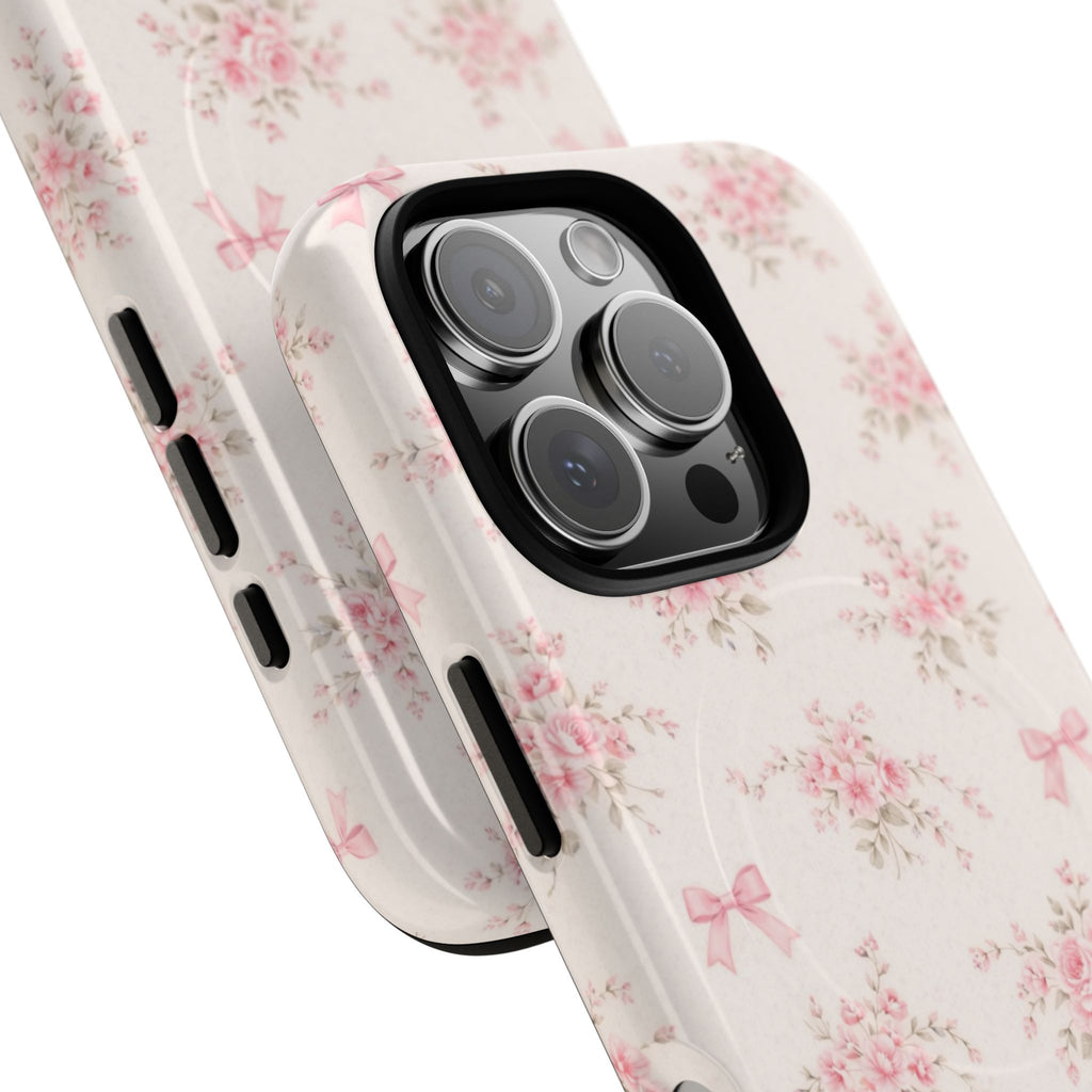 Floral Pink Bow iPhone Case – MagSafe Compatible
