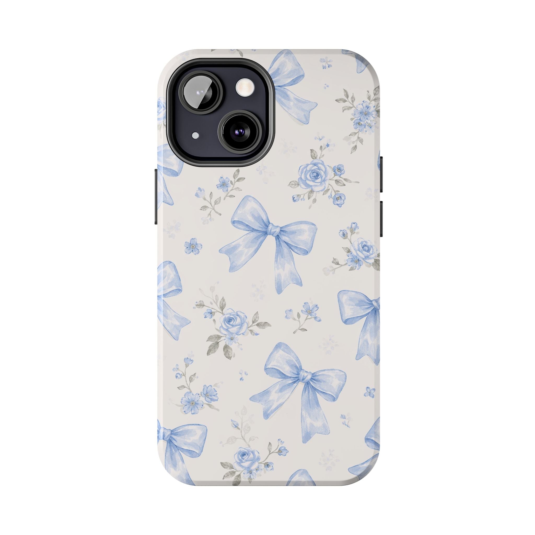 Blue Watercolor Bows iPhone Case, Floral Bow Pattern