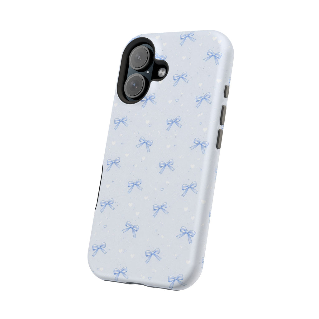 Blue Bow Pattern iPhone Case | Magnetic Impact-Resistant Case