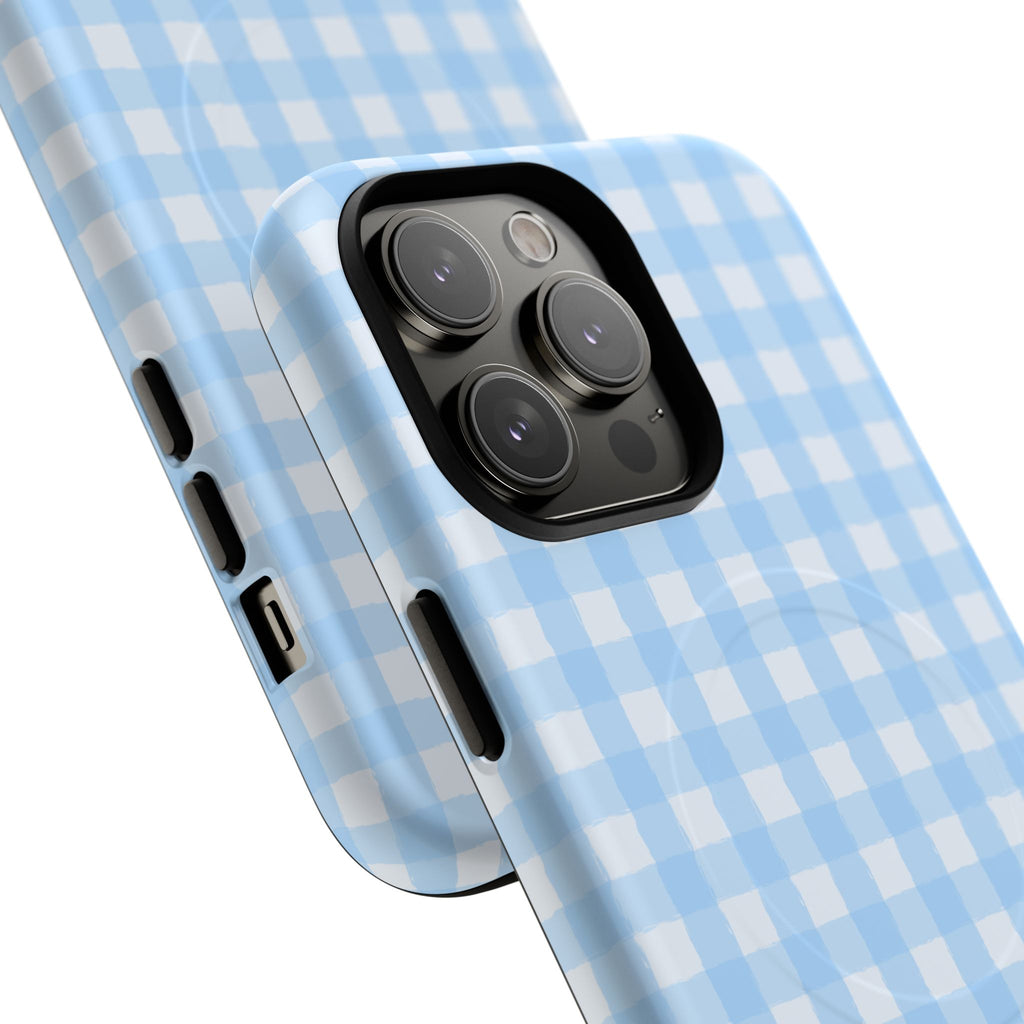 Blue Gingham iPhone Case – MagSafe Compatible