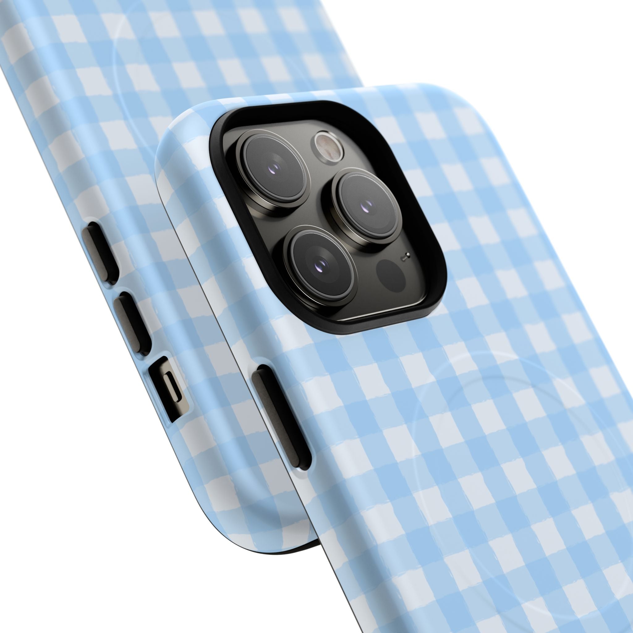 Blue Gingham iPhone Case – MagSafe Compatible