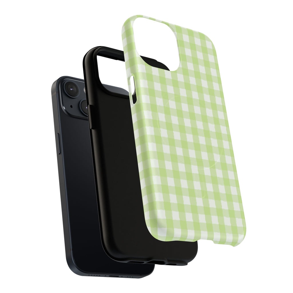 Green Gingham iPhone Case – MagSafe Compatible