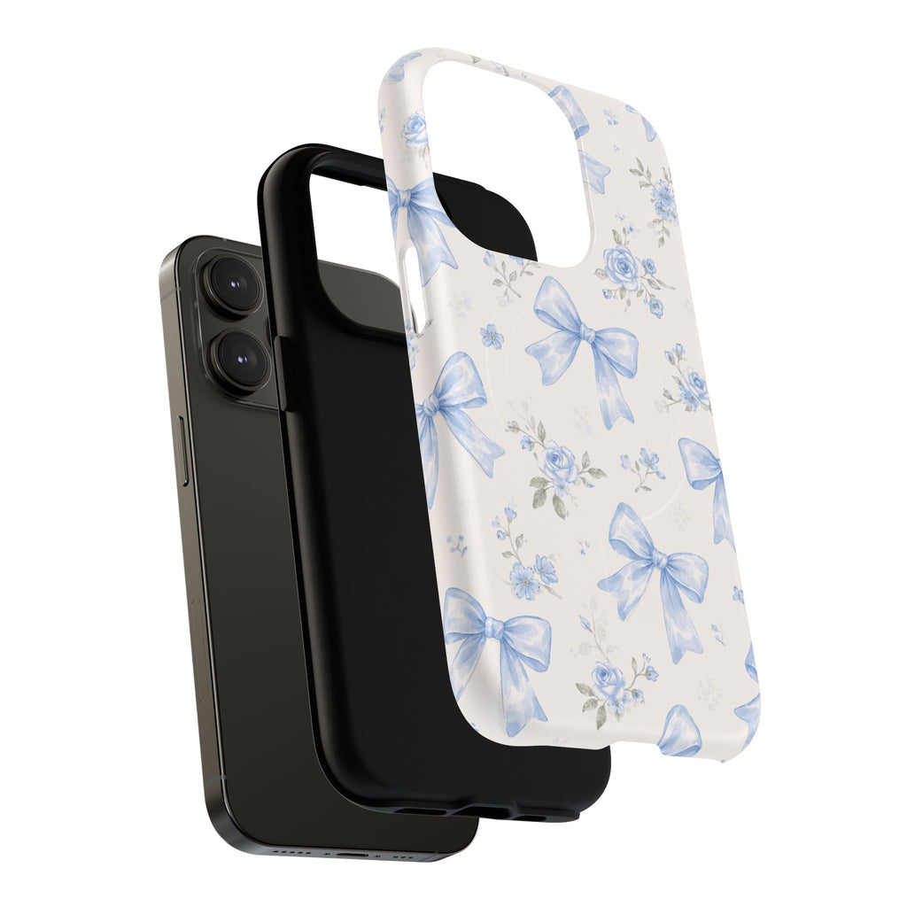 Floral Blue Bow iPhone Case – MagSafe Compatible