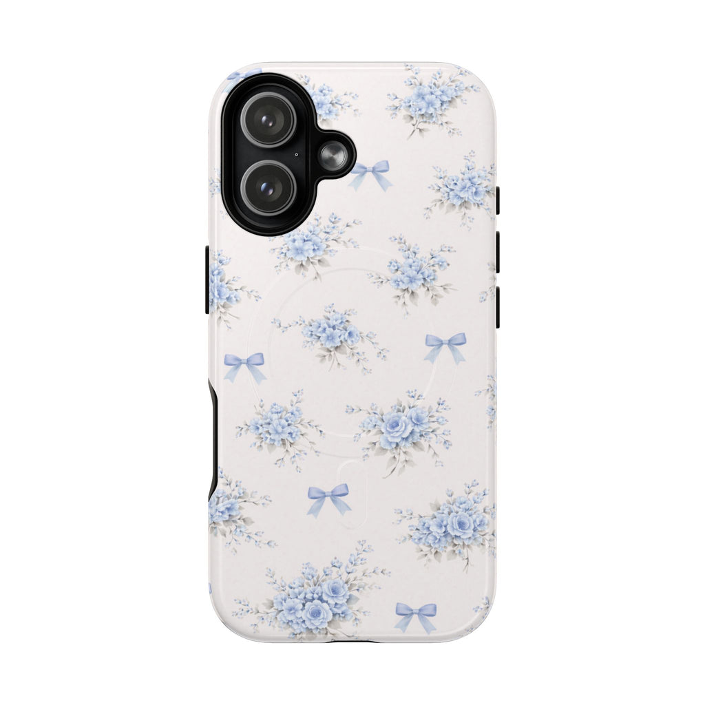 Blue Floral Bow iPhone Case – MagSafe Compatible