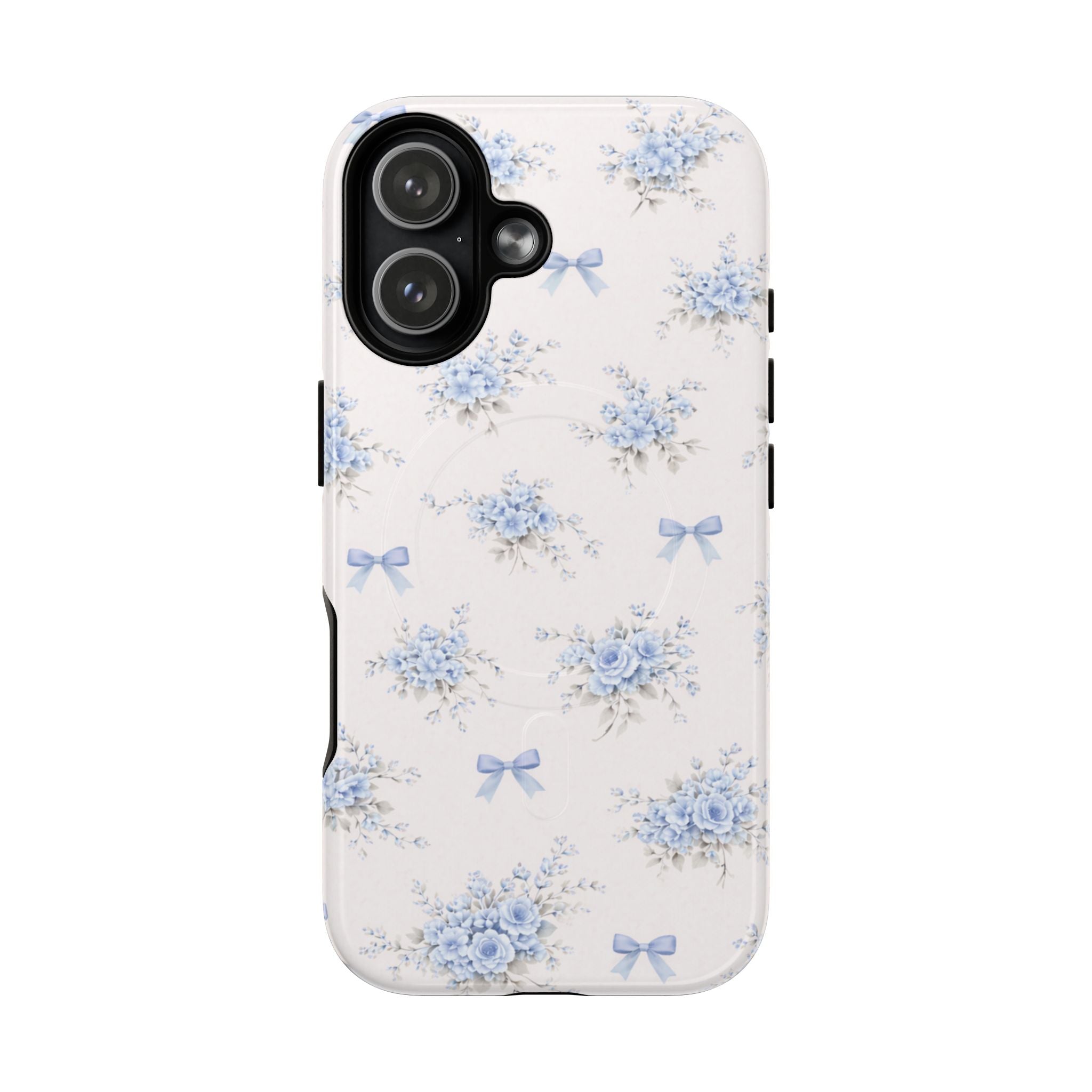 Blue Floral Bow iPhone Case – MagSafe Compatible