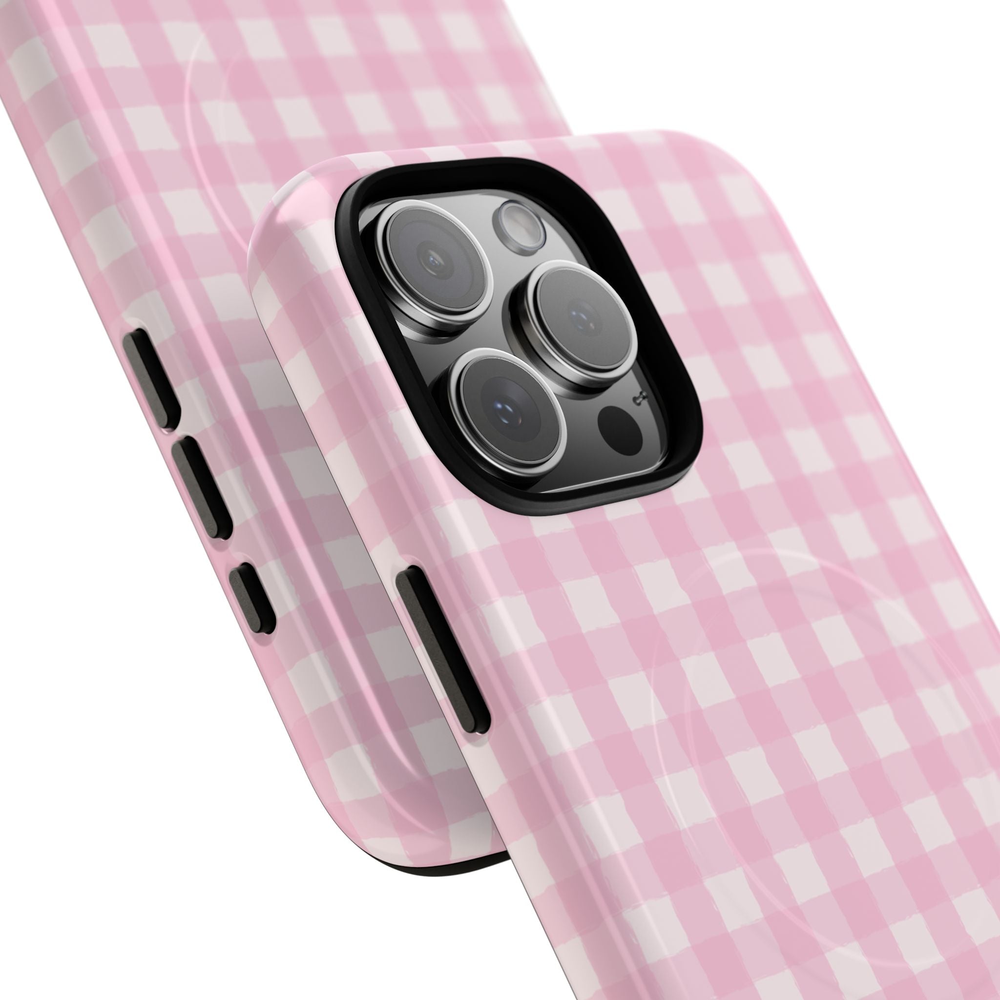 Pink Gingham iPhone Case – MagSafe Compatible