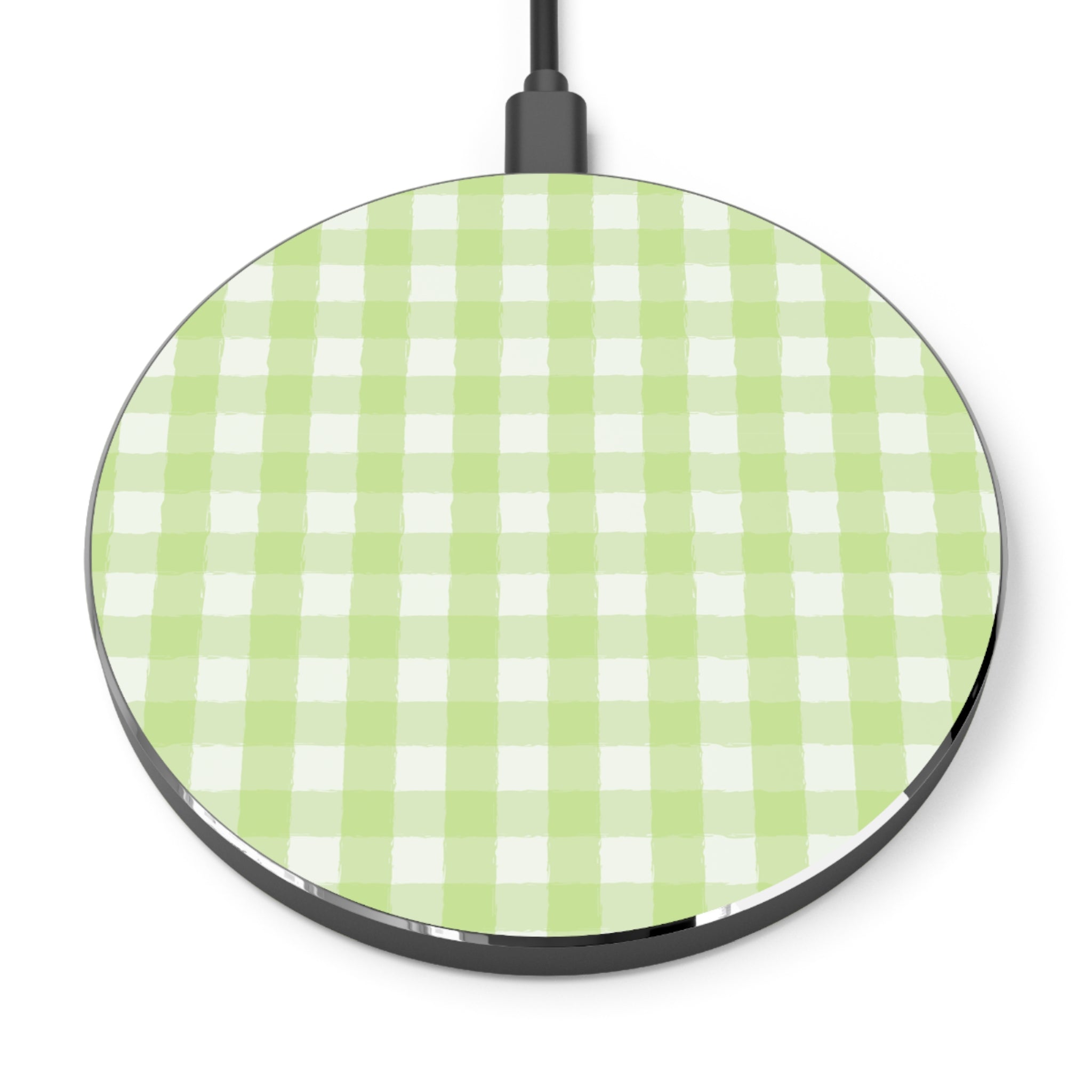 Pastel Green Gingham Wireless Charger