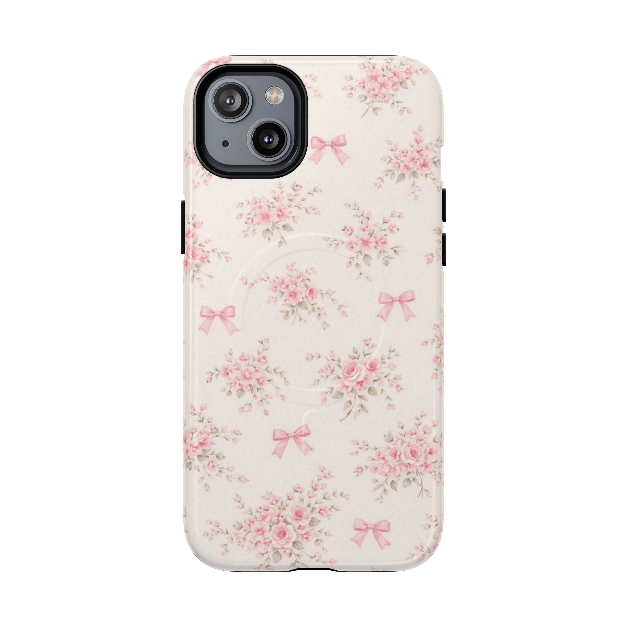 Floral Pink Bow iPhone Case – MagSafe Compatible