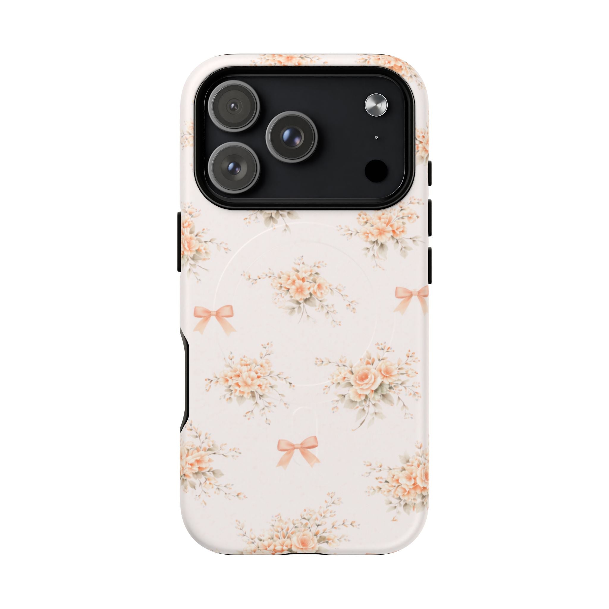 Peach Rose Bow iPhone Case – MagSafe Compatible