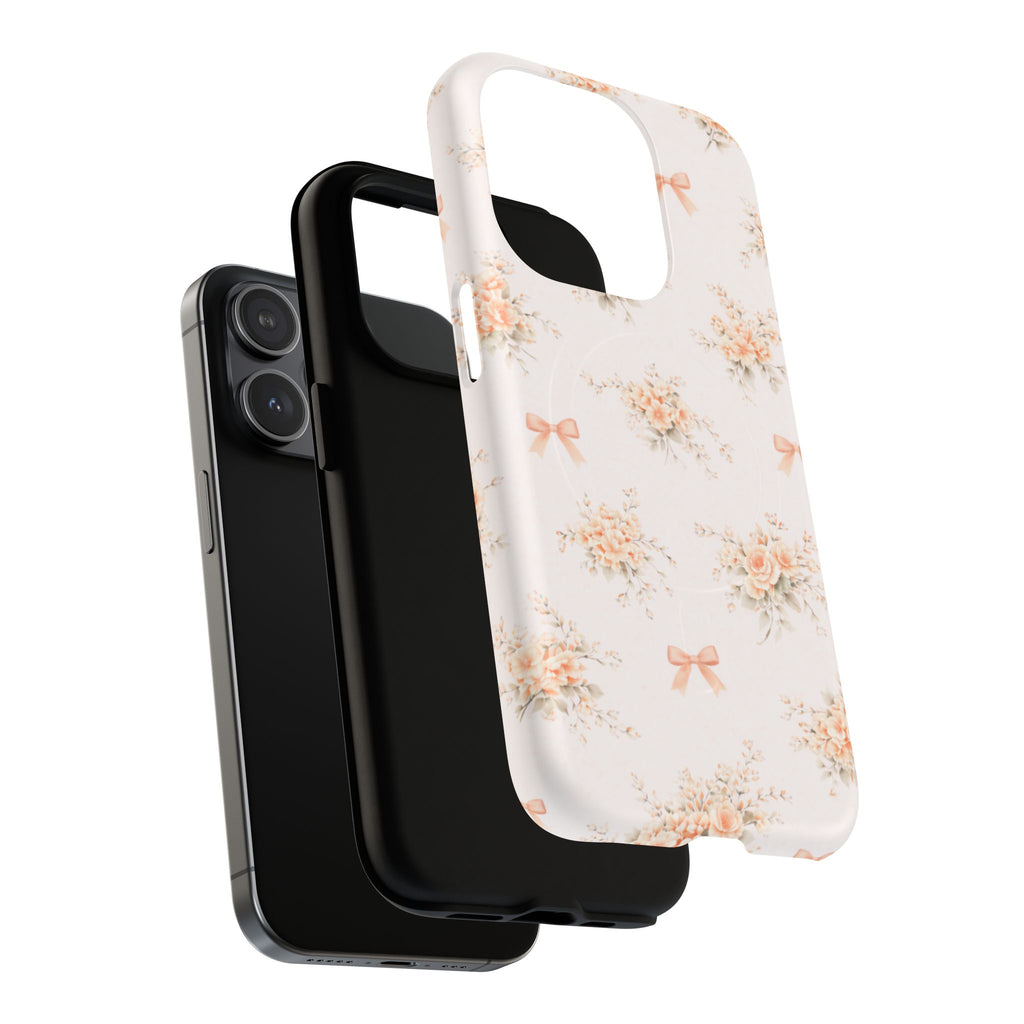 Peach Rose Bow iPhone Case – MagSafe Compatible