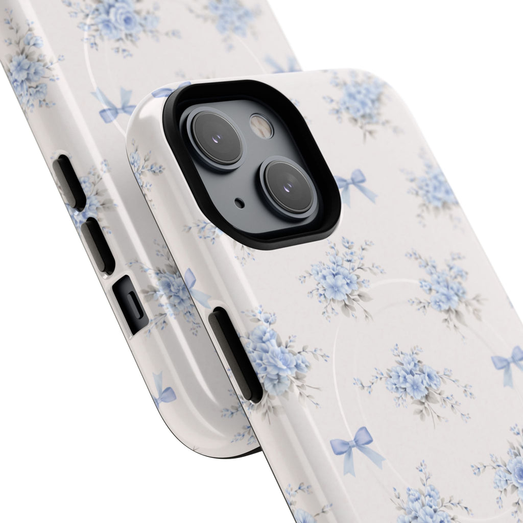 Blue Floral Bow iPhone Case – MagSafe Compatible