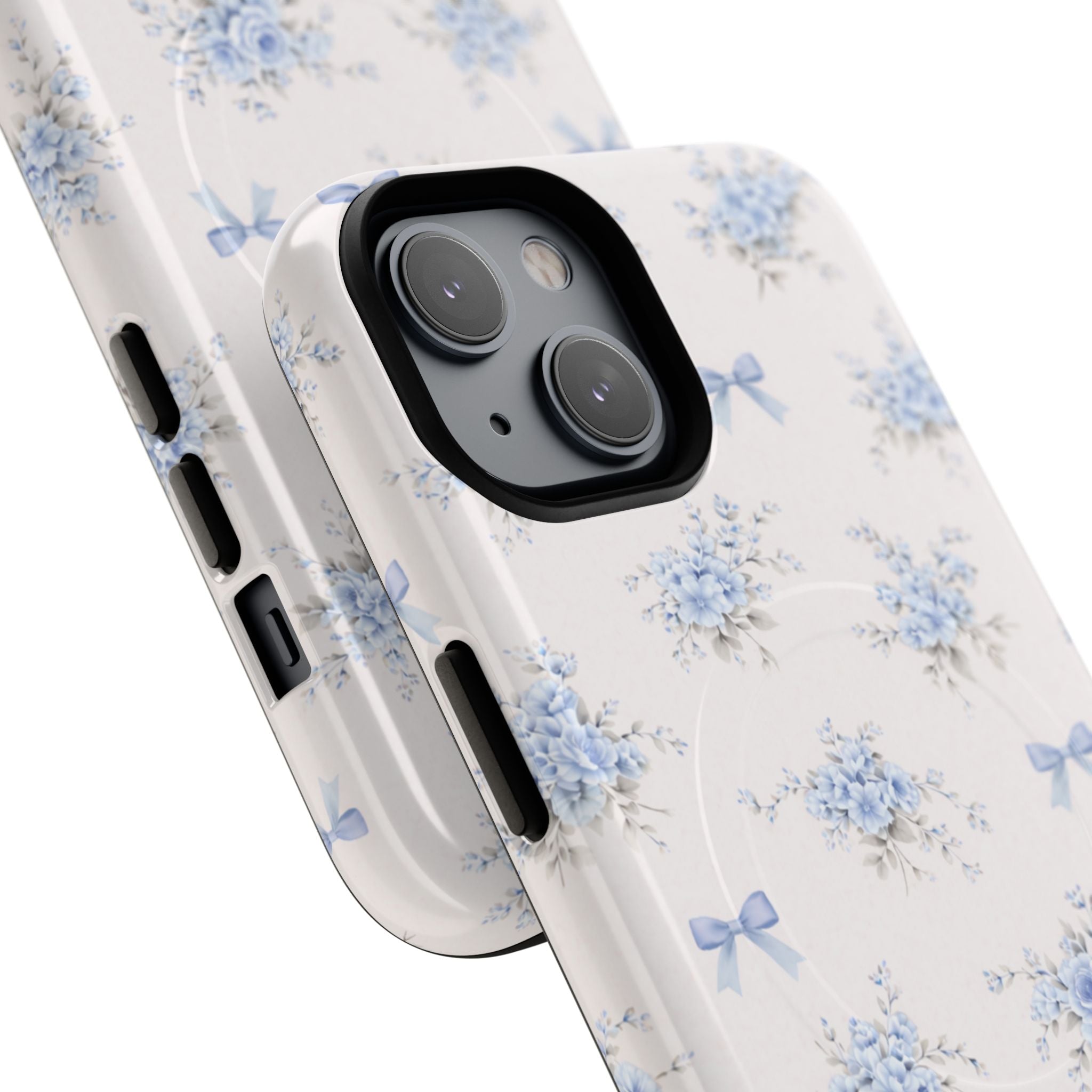 Blue Floral Bow iPhone Case – MagSafe Compatible