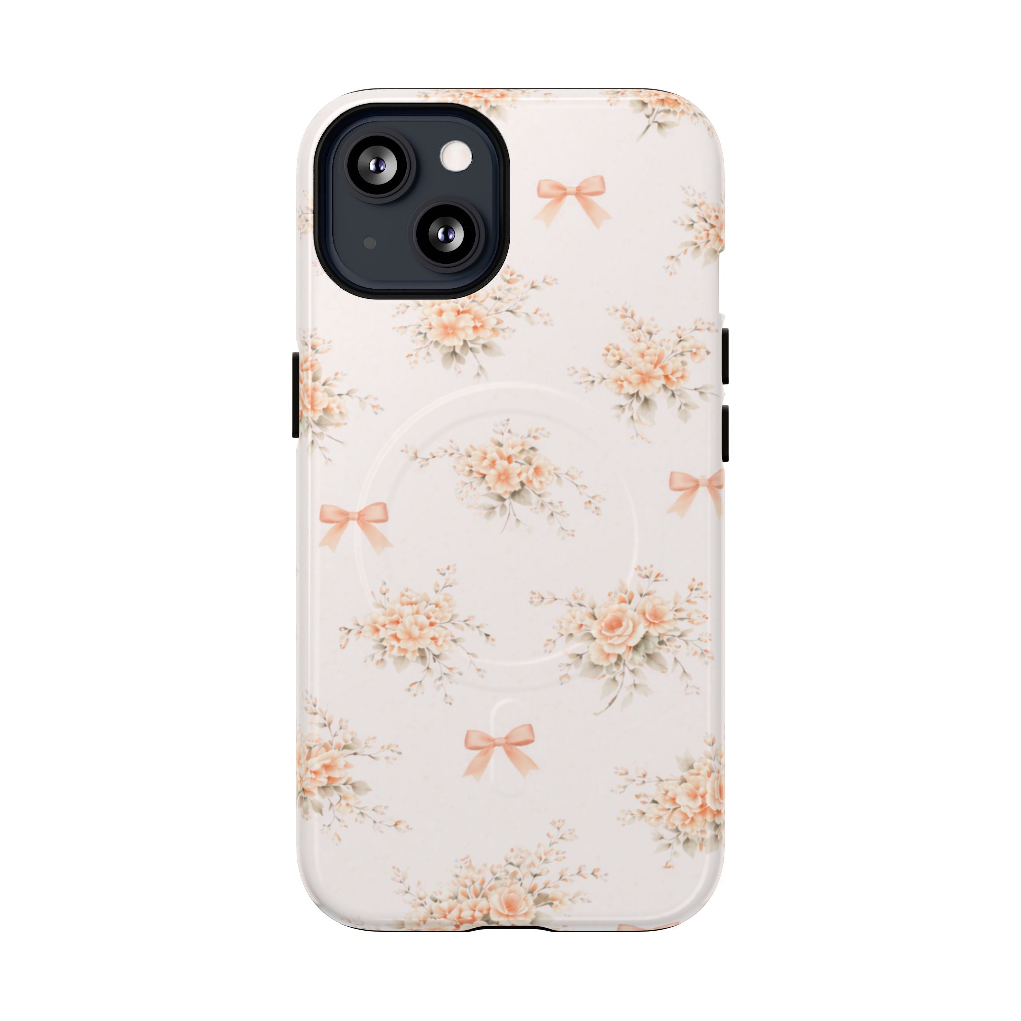 Peach Rose Bow iPhone Case – MagSafe Compatible